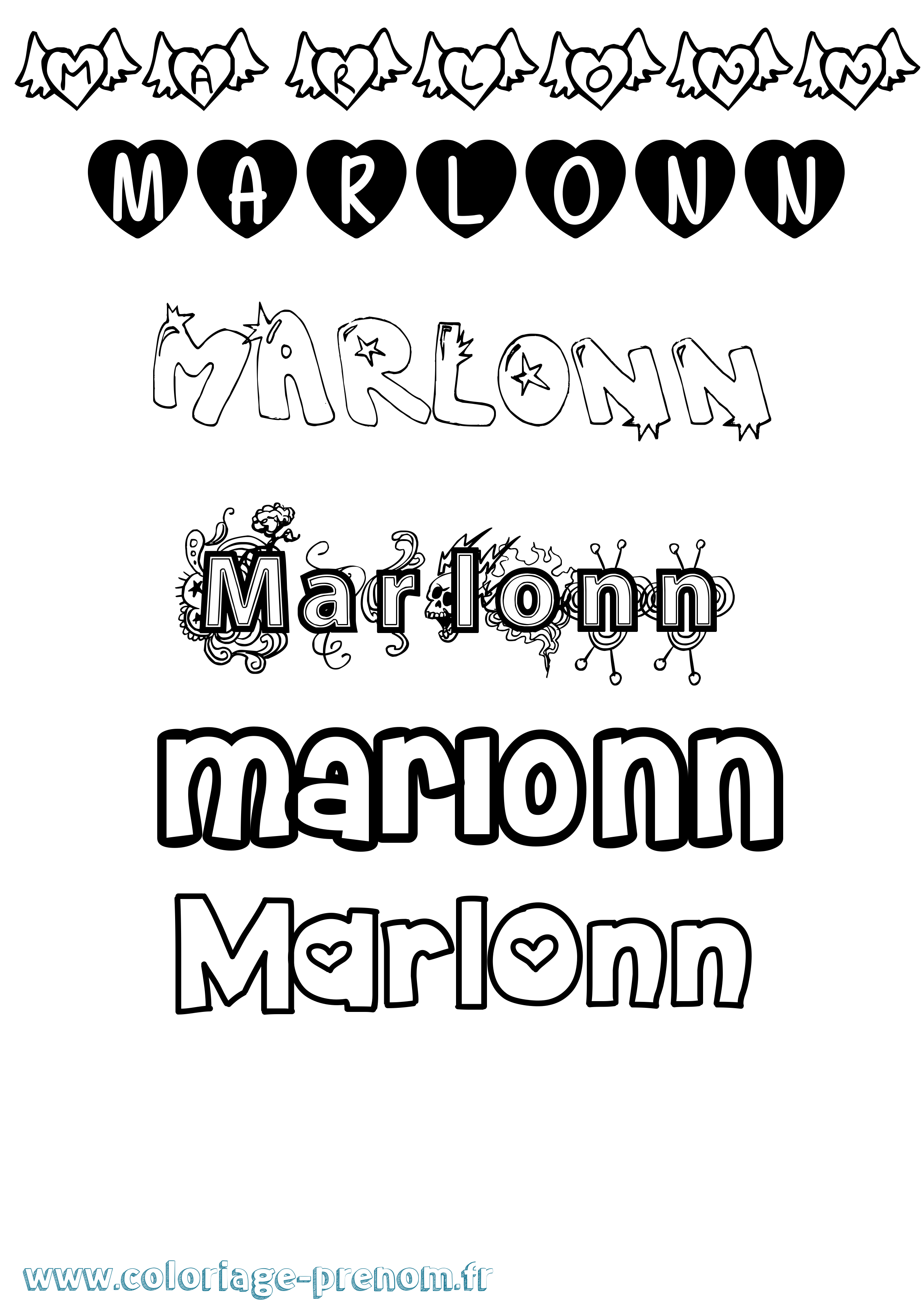 Coloriage Marlonn Girly Coloriage prénom Marlonn Girly