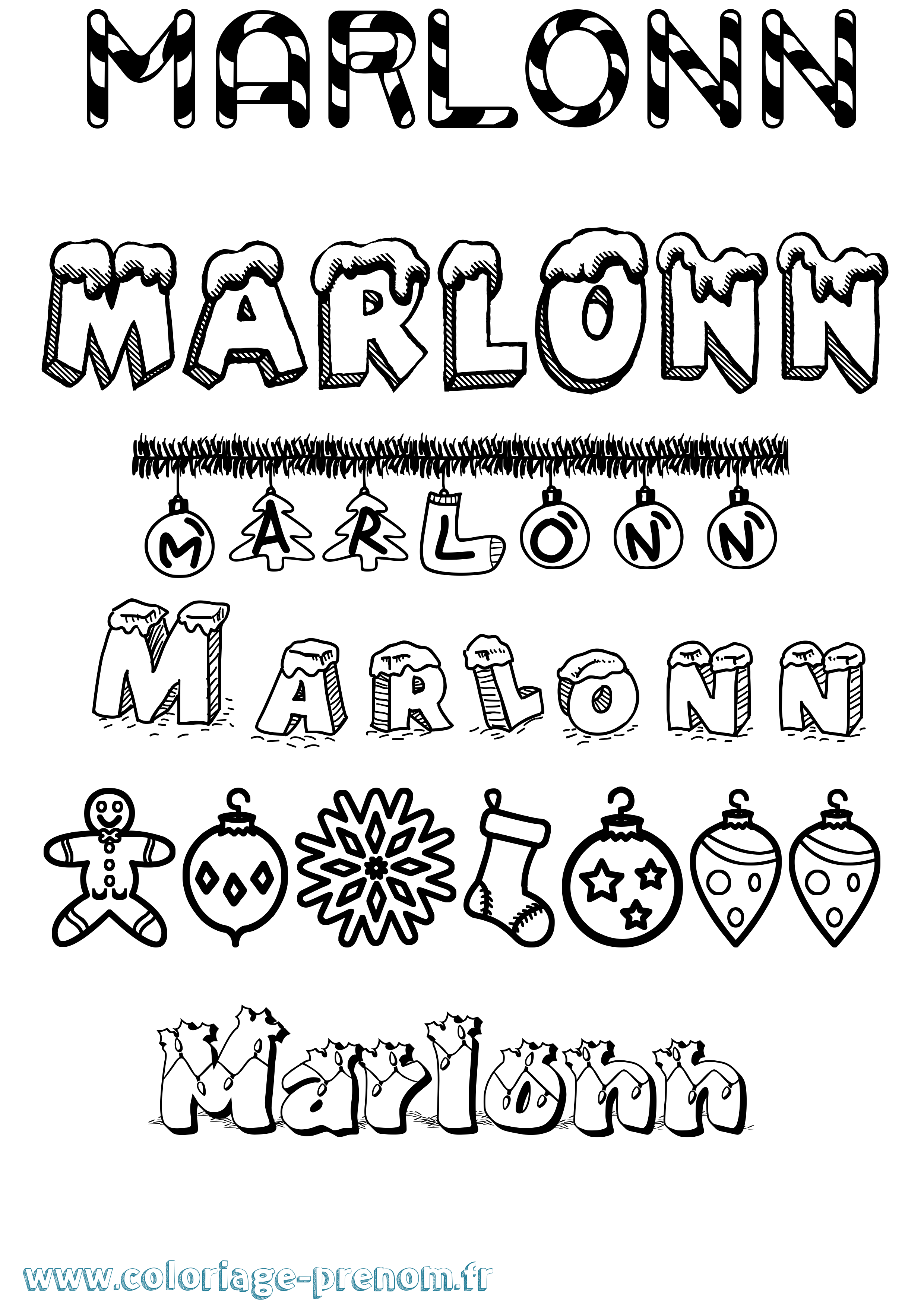 Coloriage Marlonn Noël Coloriage prénom Marlonn Noël