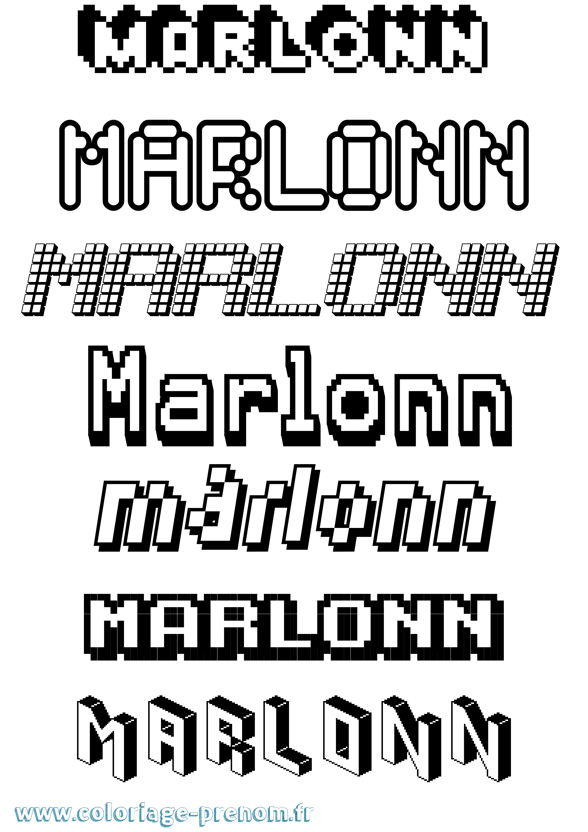 Coloriage Marlonn Pixel Coloriage prénom Marlonn Pixel