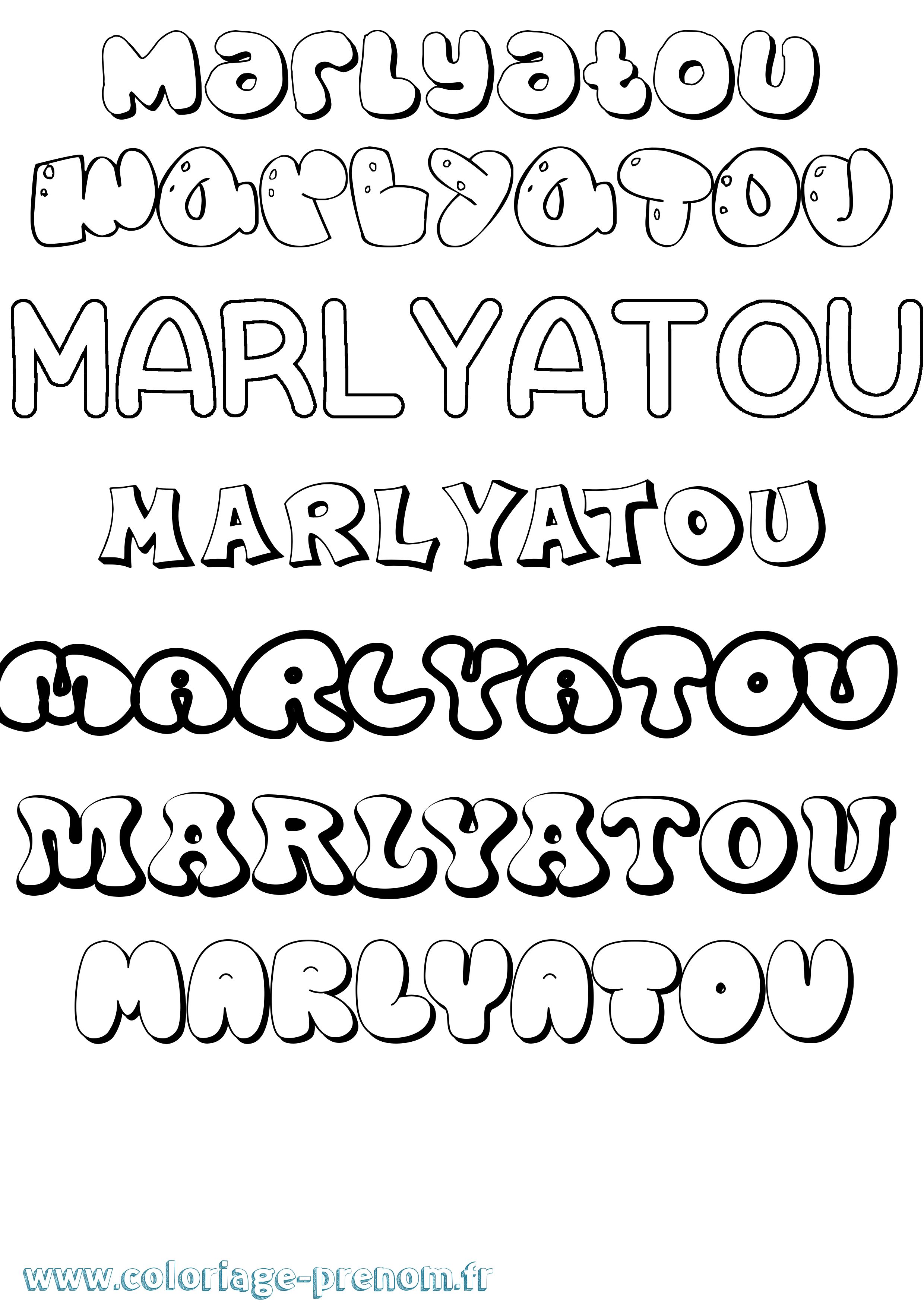Coloriage Marlyatou Bubble Coloriage prénom Marlyatou Bubble