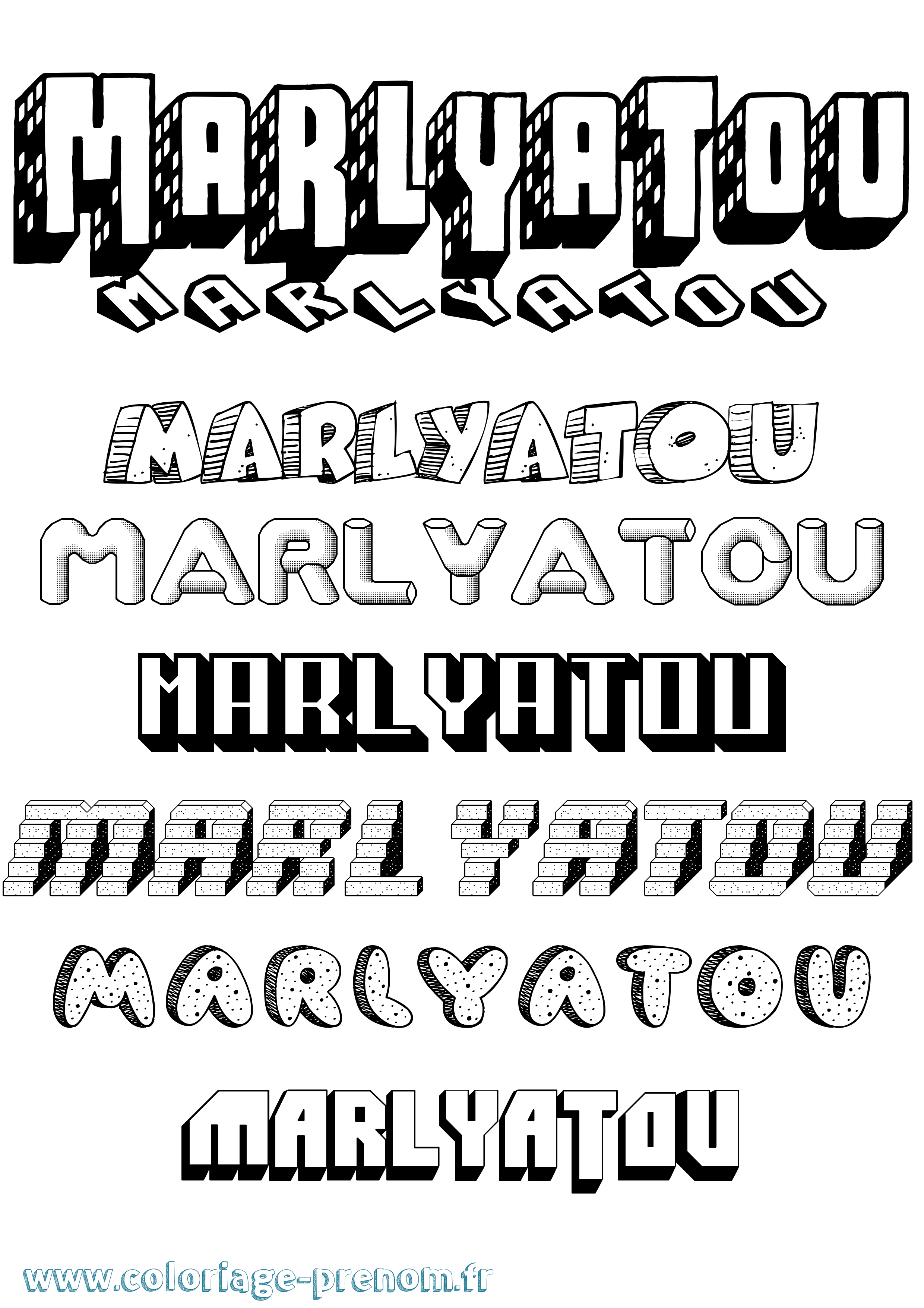 Coloriage Marlyatou Effet 3D Coloriage prénom Marlyatou Effet 3D