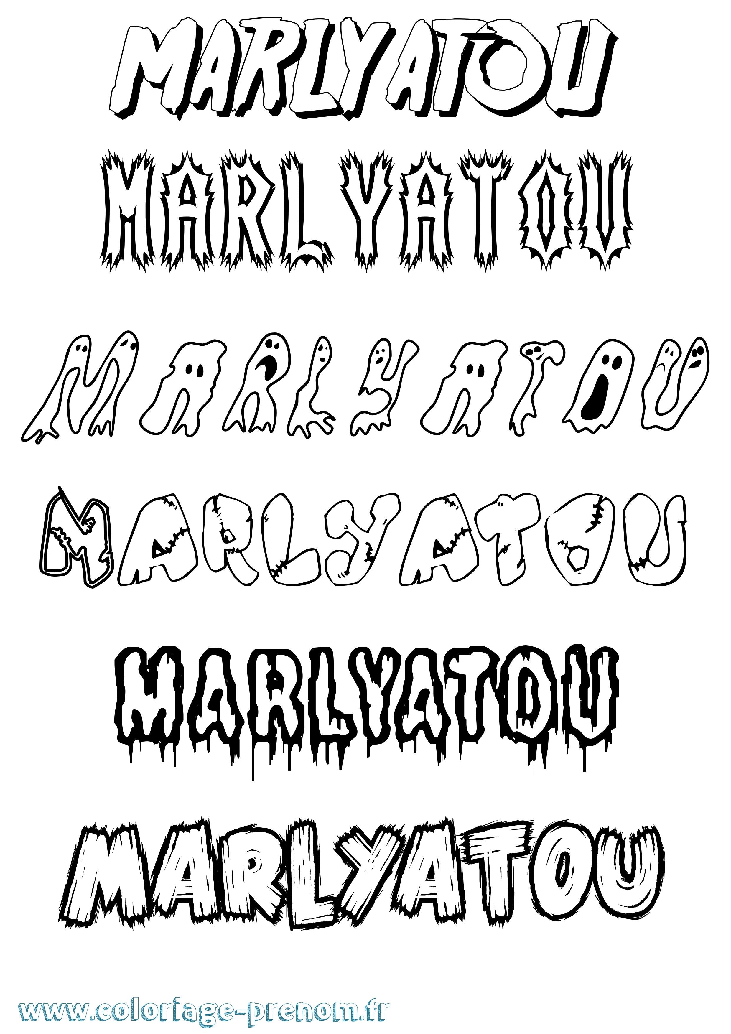 Coloriage Marlyatou Frisson Coloriage prénom Marlyatou Frisson