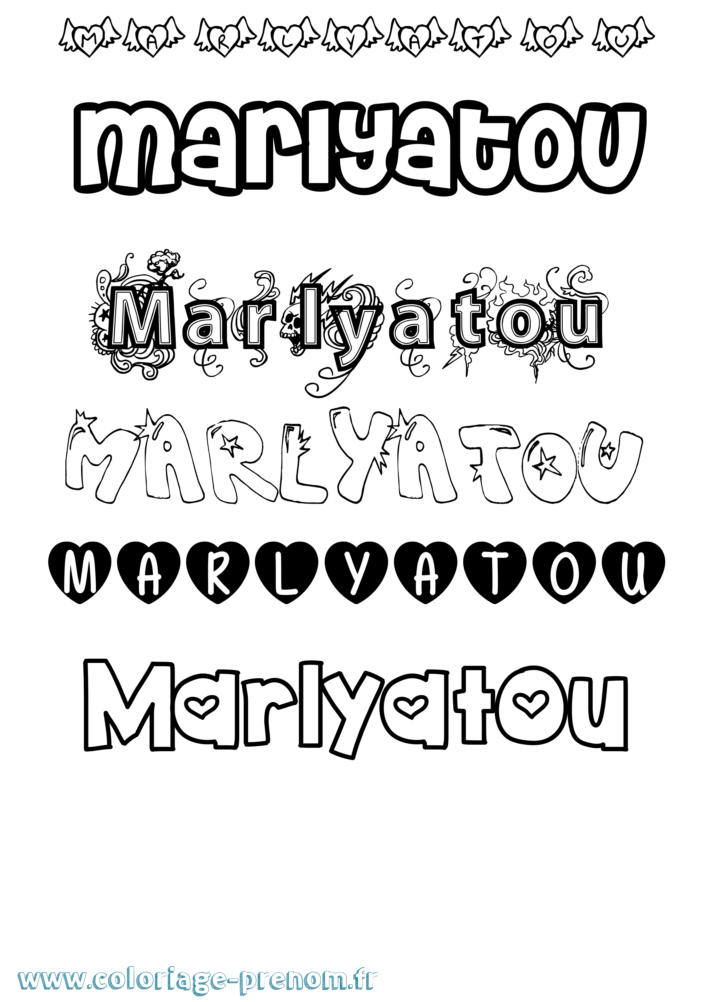 Coloriage Marlyatou Girly Coloriage prénom Marlyatou Girly