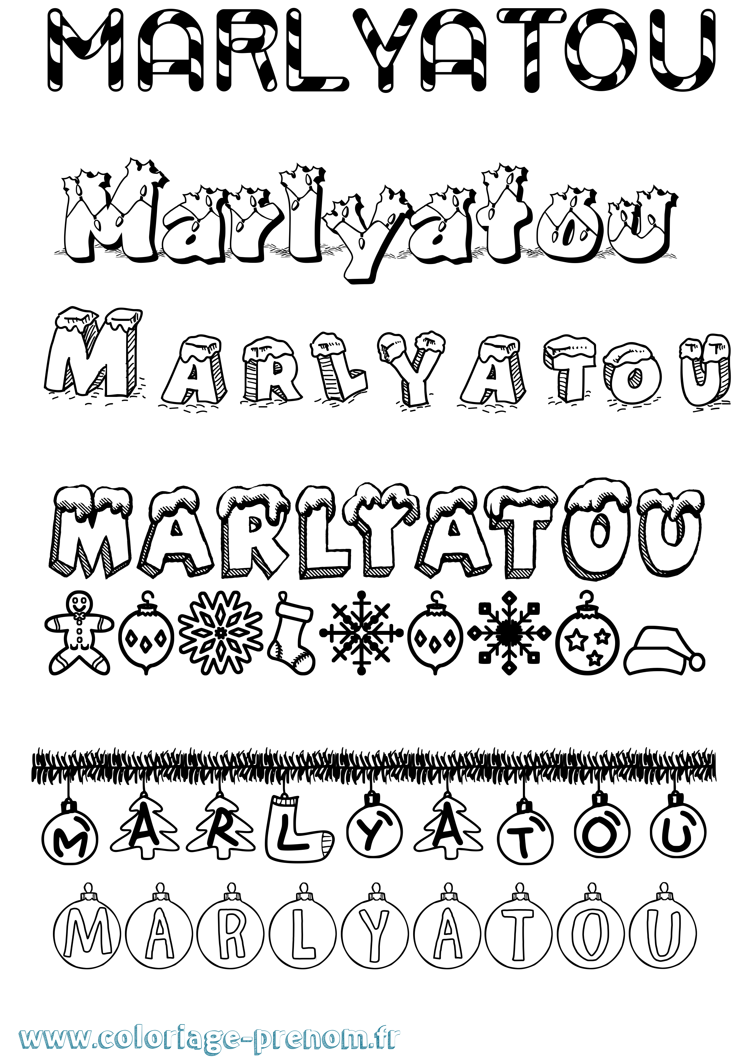 Coloriage Marlyatou Noël Coloriage prénom Marlyatou Noël