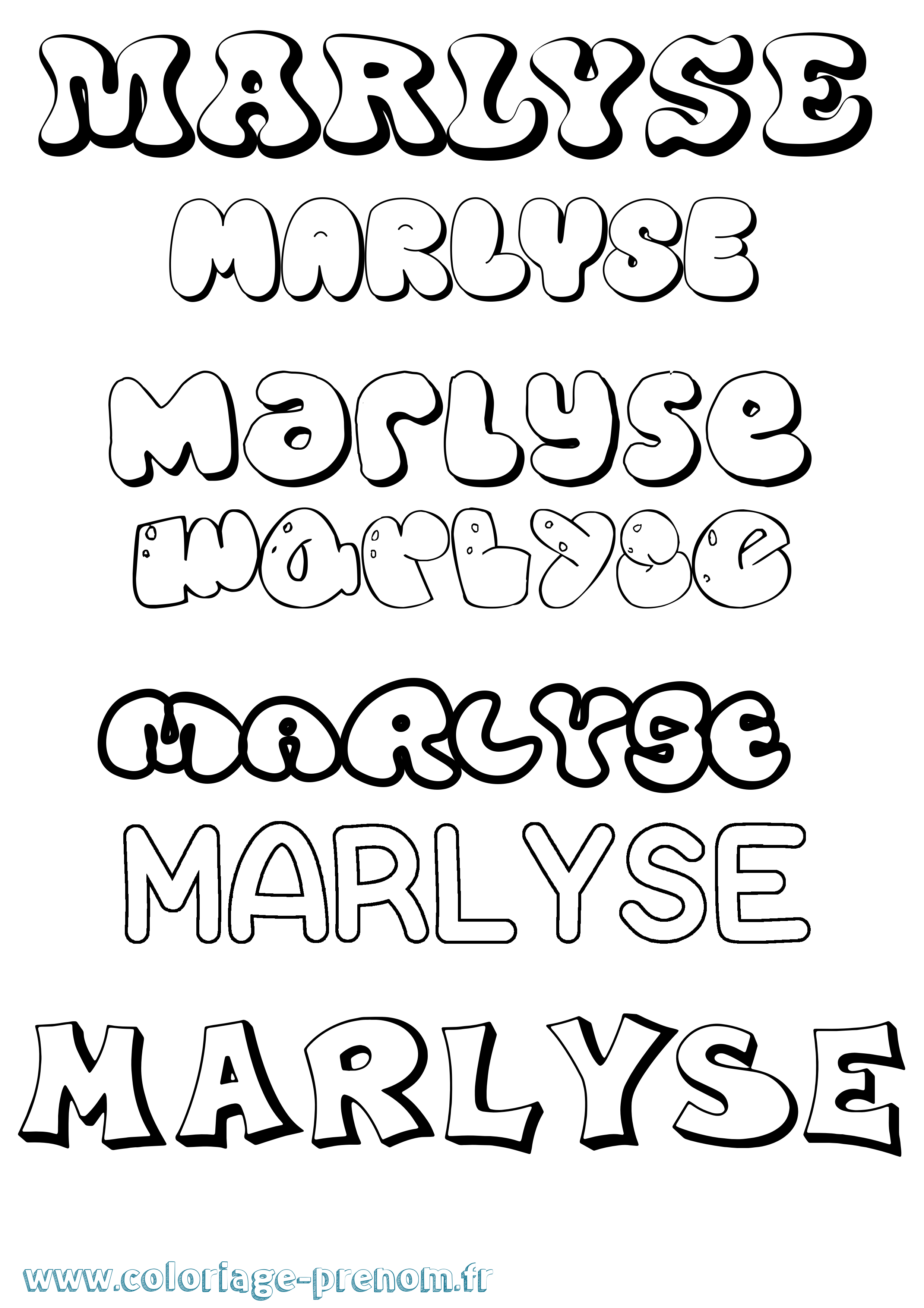 Coloriage Marlyse Bubble Coloriage prénom Marlyse Bubble