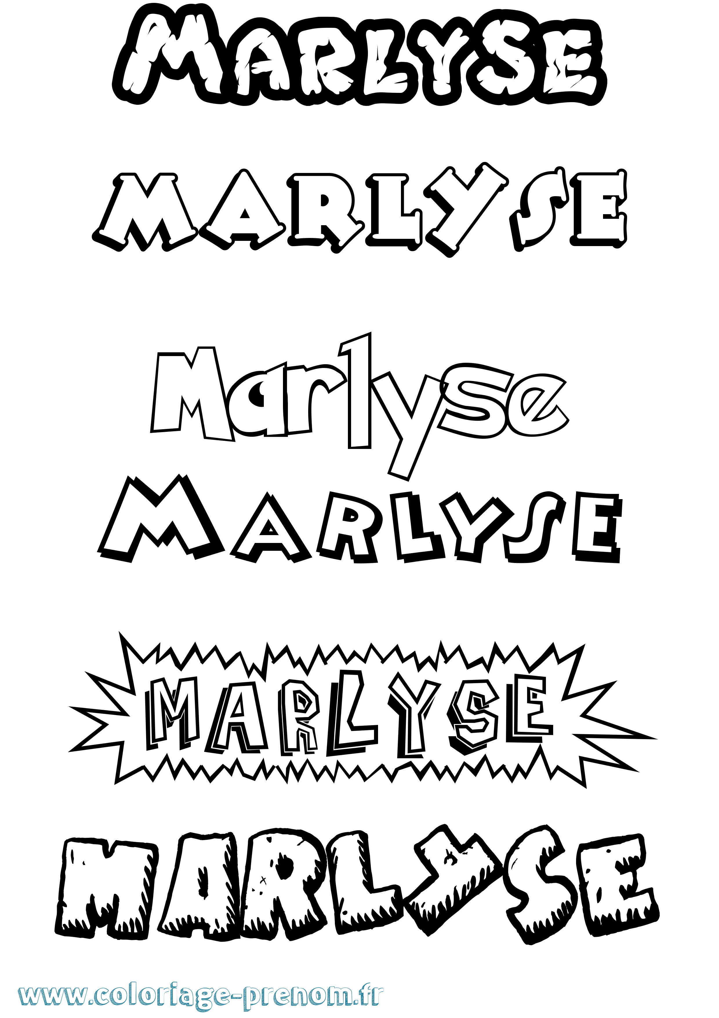 Coloriage Marlyse Dessin Animé Coloriage prénom Marlyse Dessin Animé