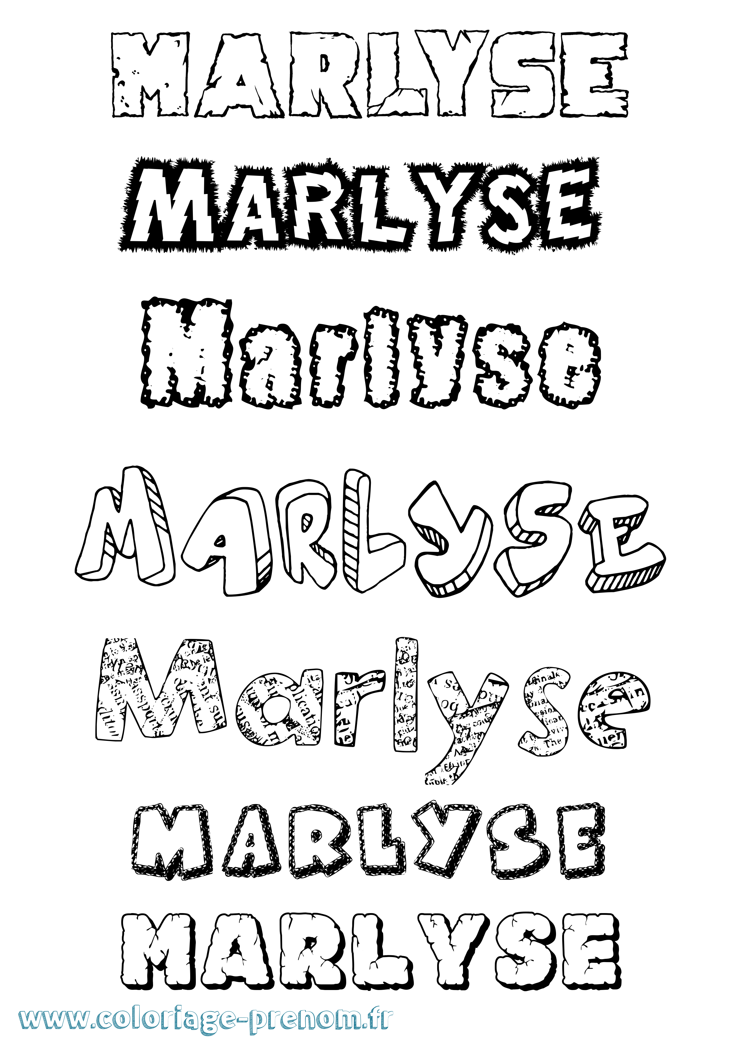 Coloriage Marlyse Destructuré Coloriage prénom Marlyse Destructuré