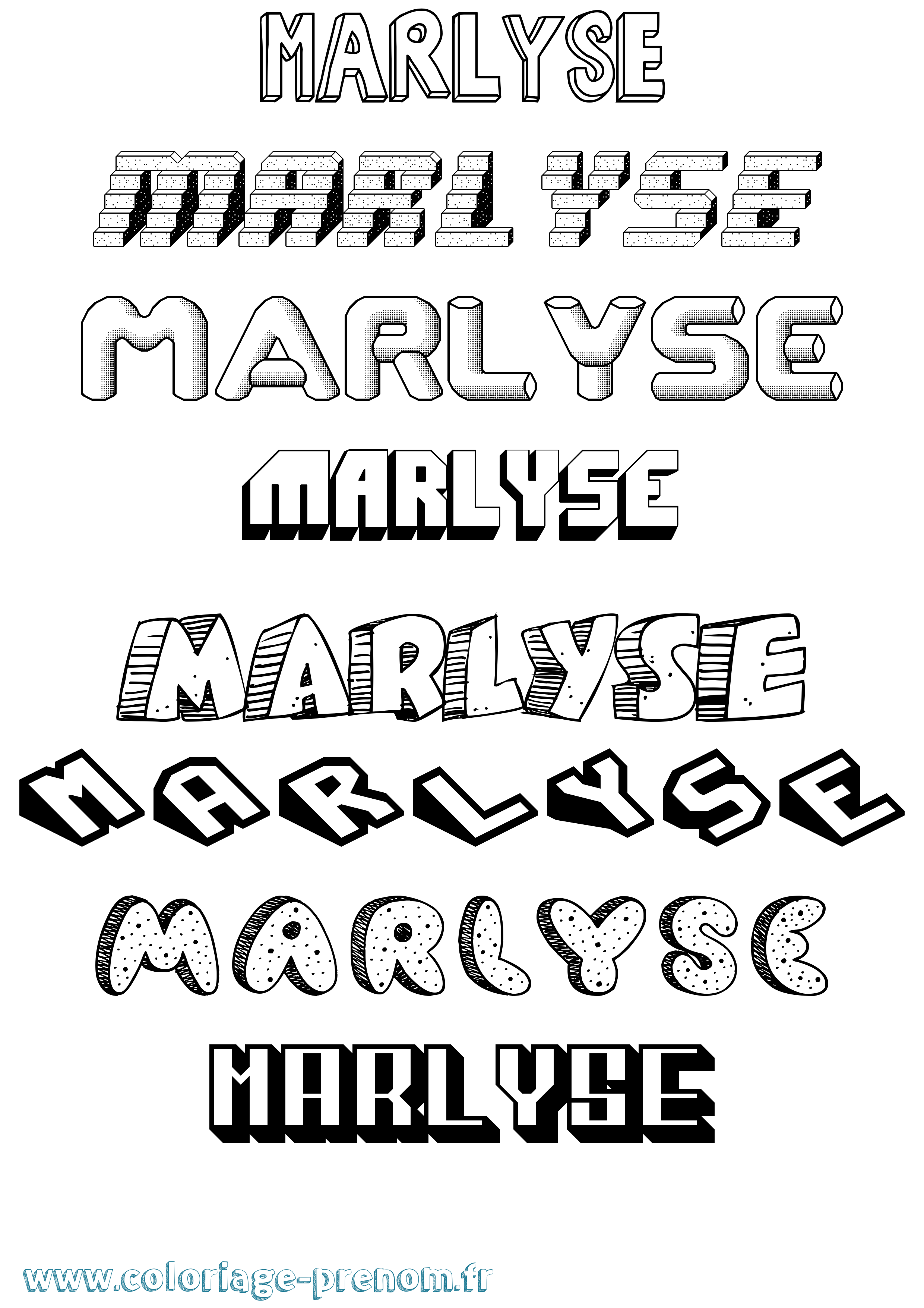 Coloriage Marlyse Effet 3D Coloriage prénom Marlyse Effet 3D
