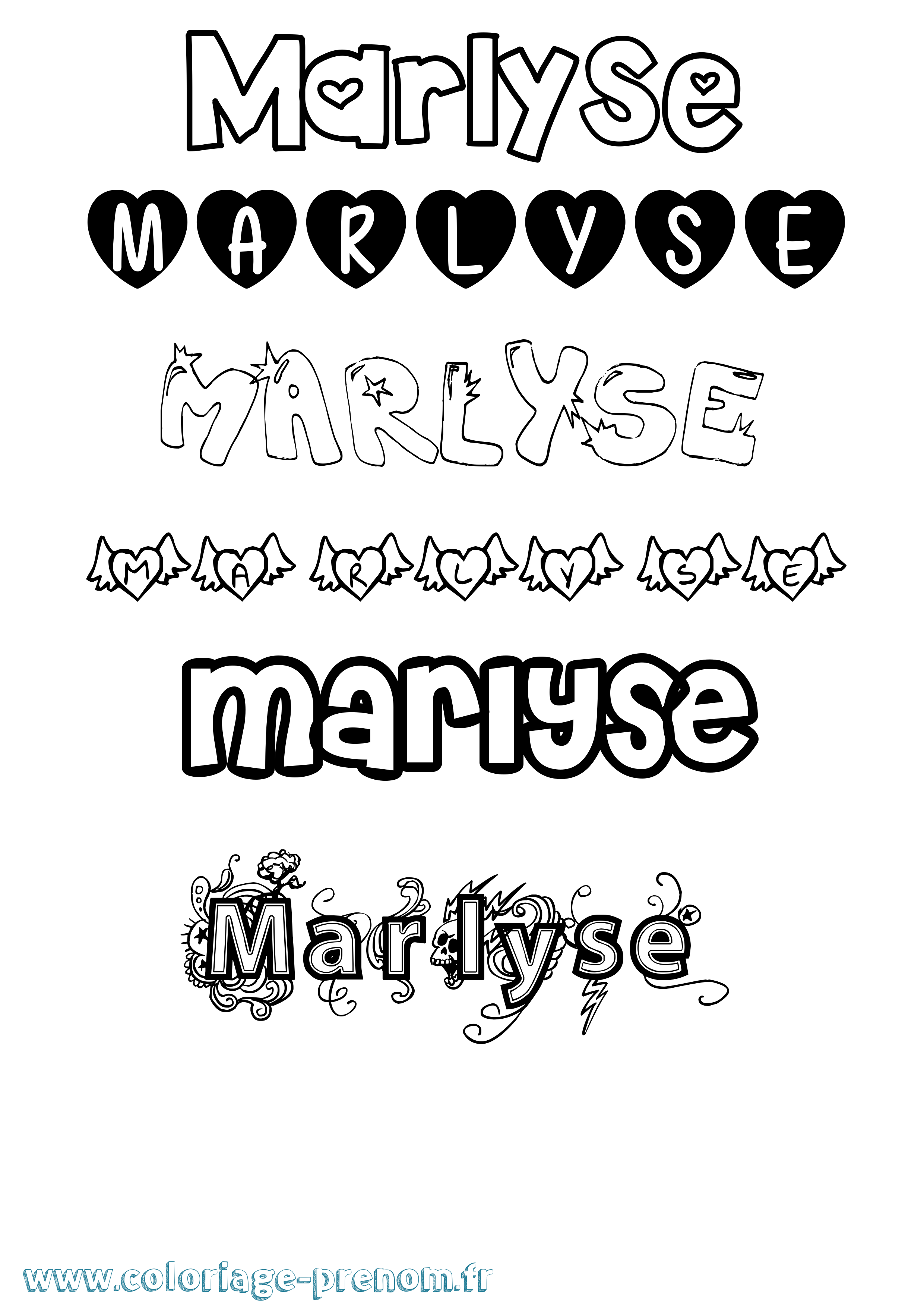 Coloriage Marlyse Girly Coloriage prénom Marlyse Girly