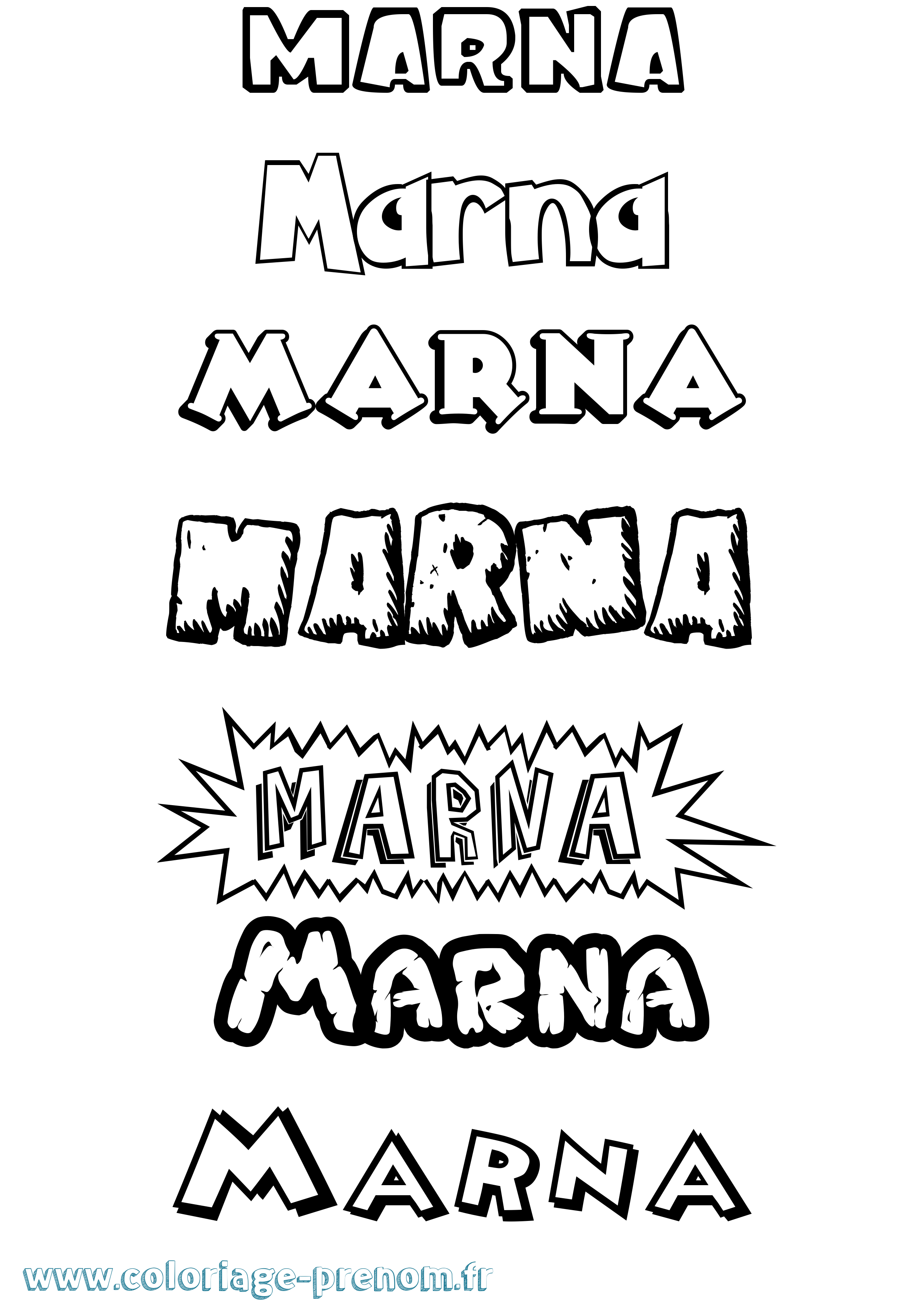 Coloriage Marna Dessin Animé Coloriage prénom Marna Dessin Animé