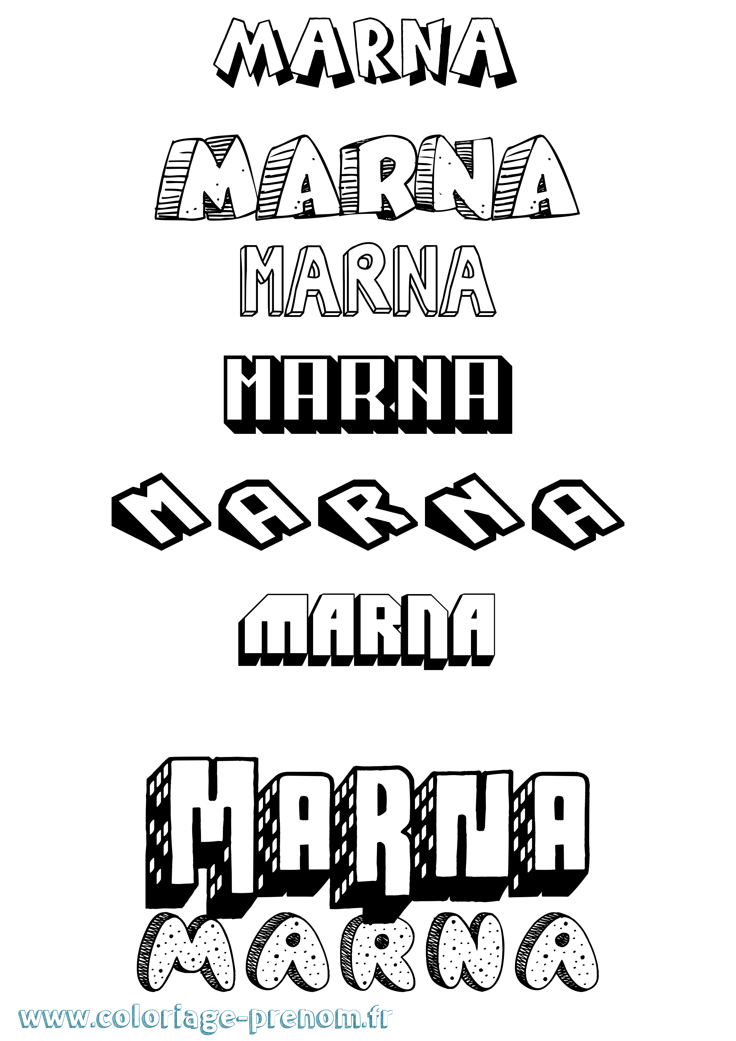 Coloriage Marna Effet 3D Coloriage prénom Marna Effet 3D