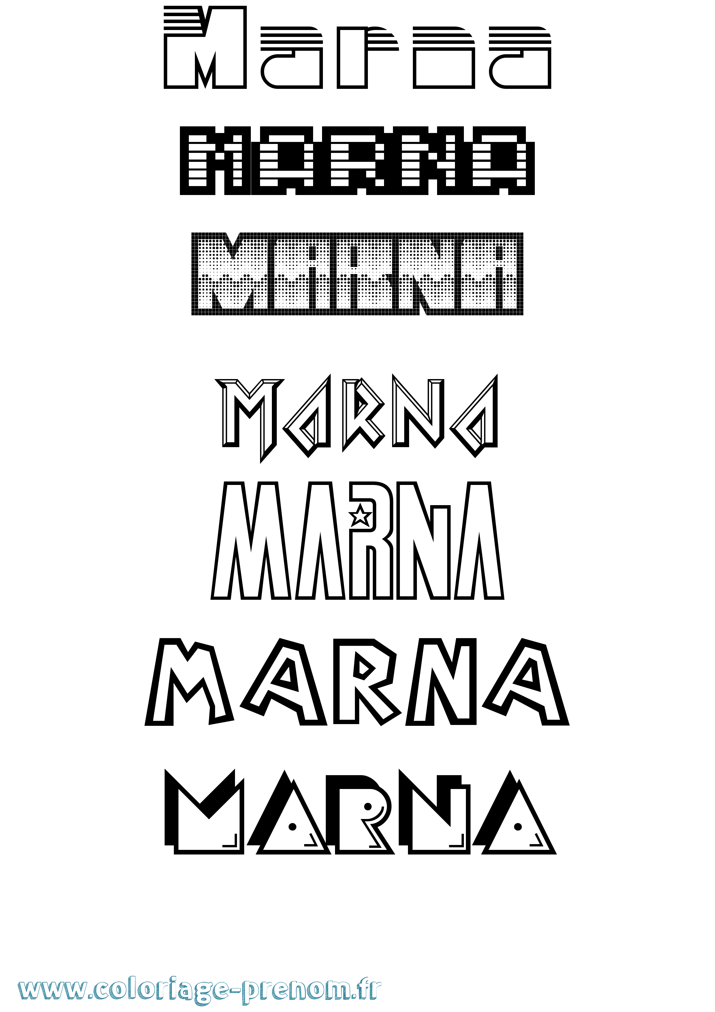 Coloriage Marna Jeux Vidéos Coloriage prénom Marna Jeux Vidéos
