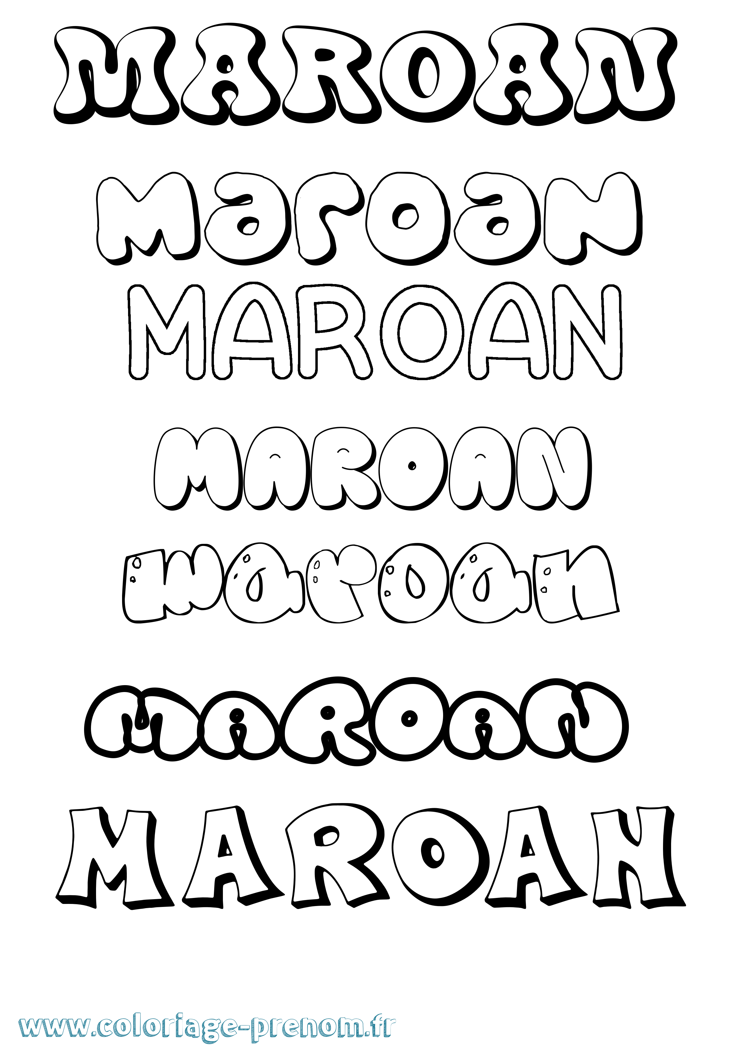 Coloriage Maroan Bubble Coloriage prénom Maroan Bubble