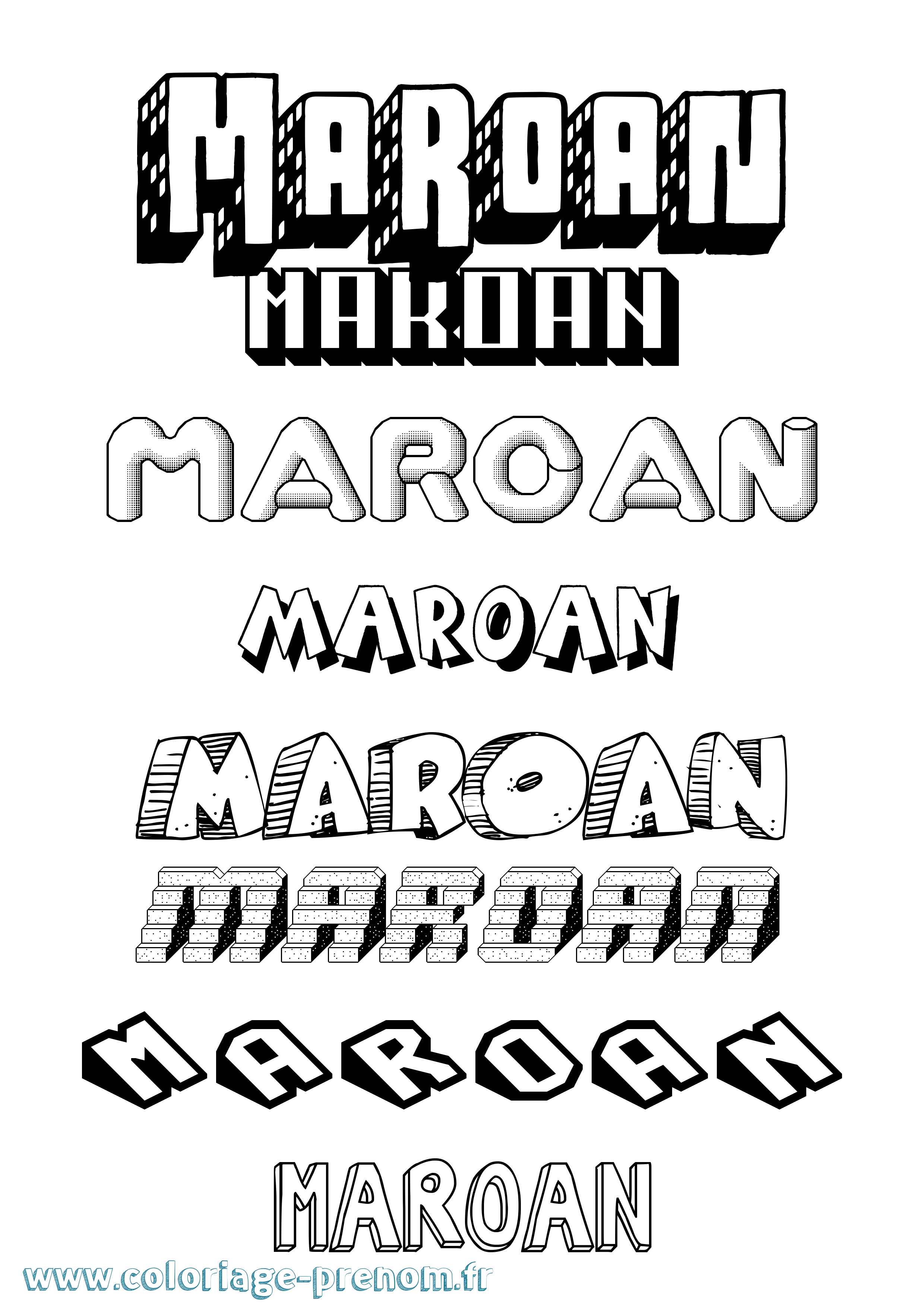 Coloriage Maroan Effet 3D Coloriage prénom Maroan Effet 3D