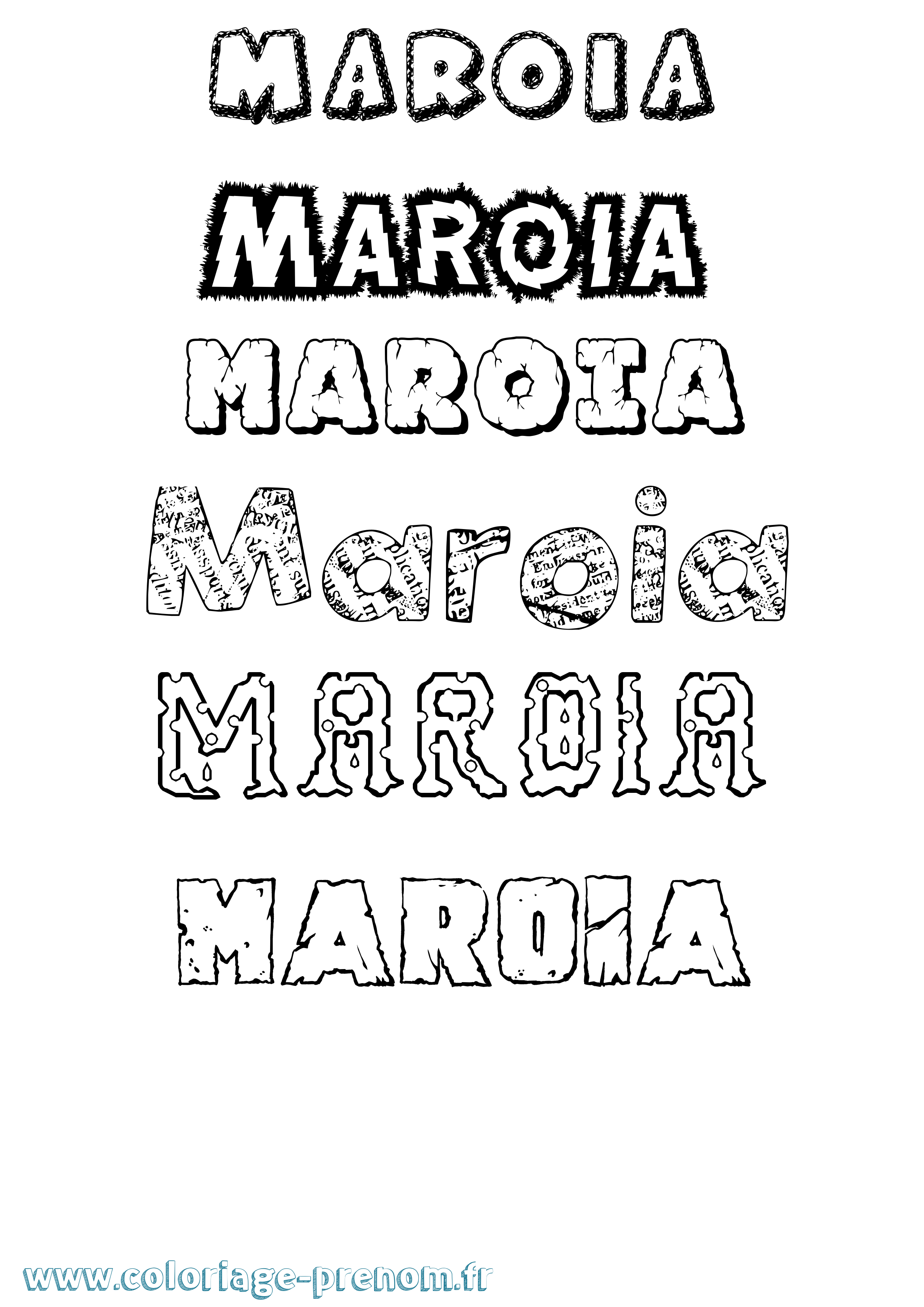 Coloriage Maroia Destructuré Coloriage prénom Maroia Destructuré