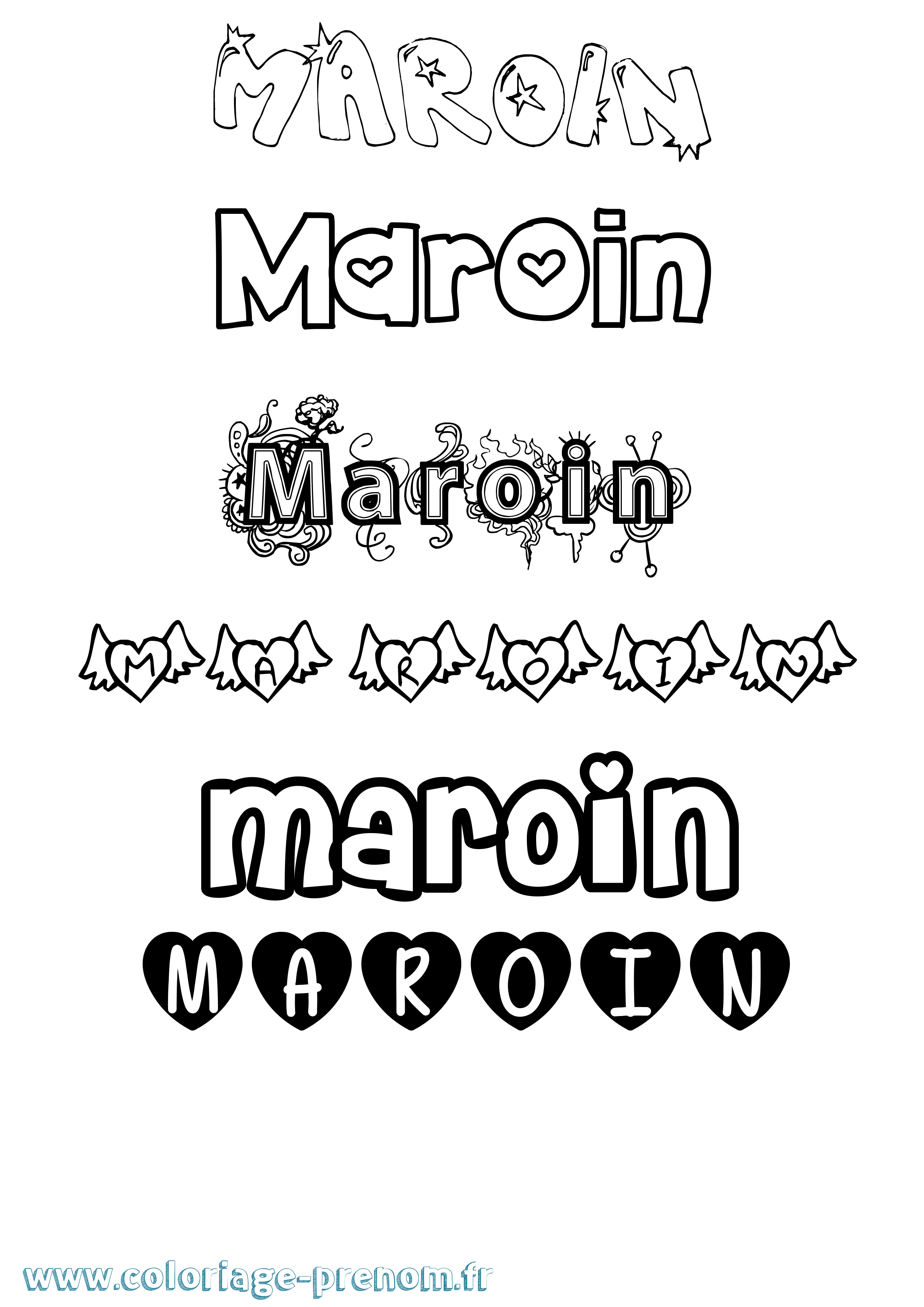 Coloriage Maroin Girly Coloriage prénom Maroin Girly