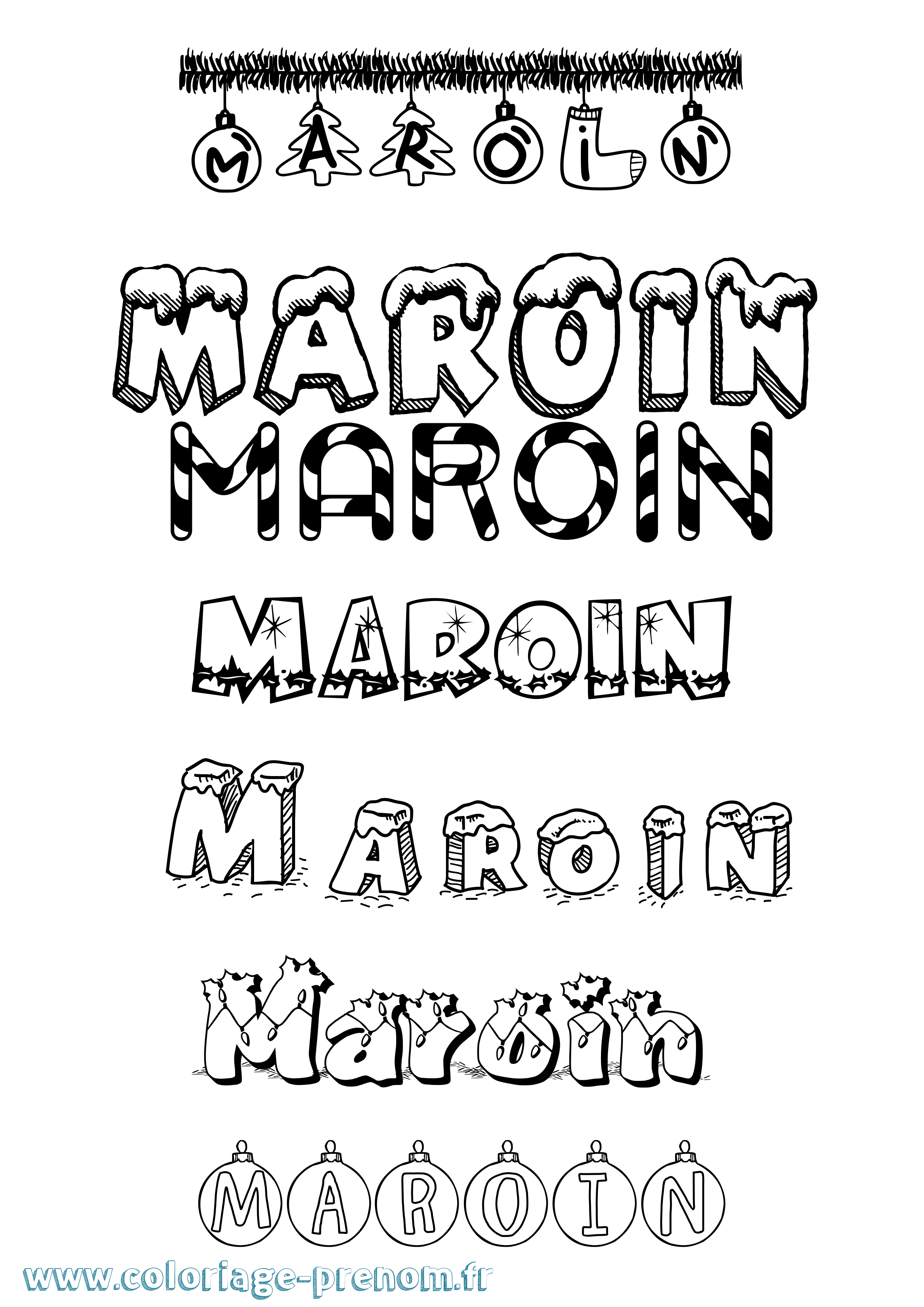 Coloriage Maroin Noël Coloriage prénom Maroin Noël