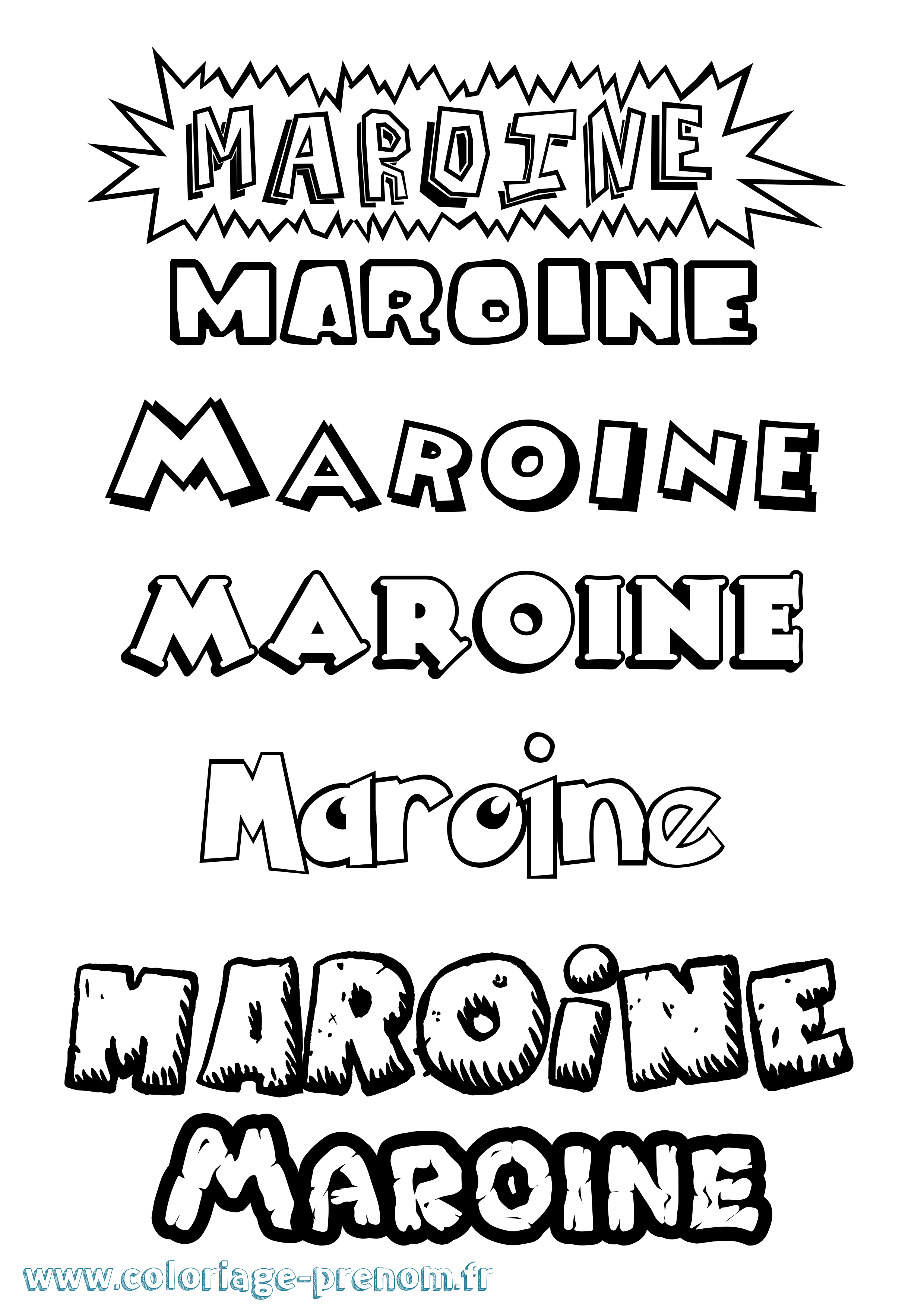 Coloriage Maroine Dessin Animé Coloriage prénom Maroine Dessin Animé