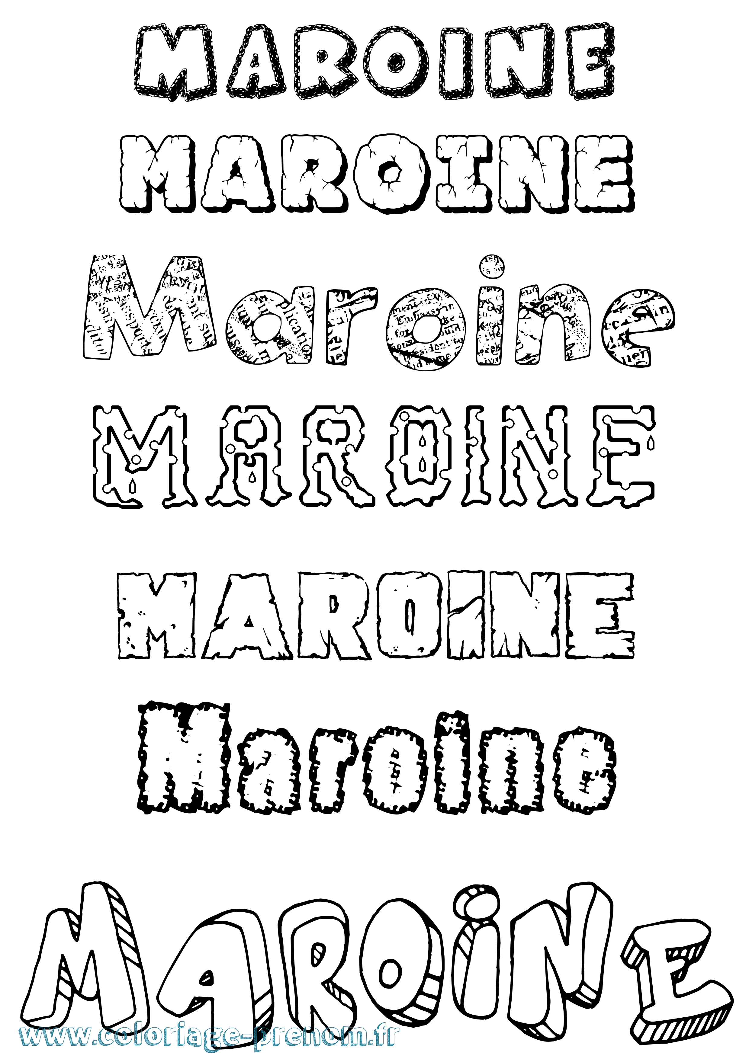 Coloriage Maroine Destructuré Coloriage prénom Maroine Destructuré
