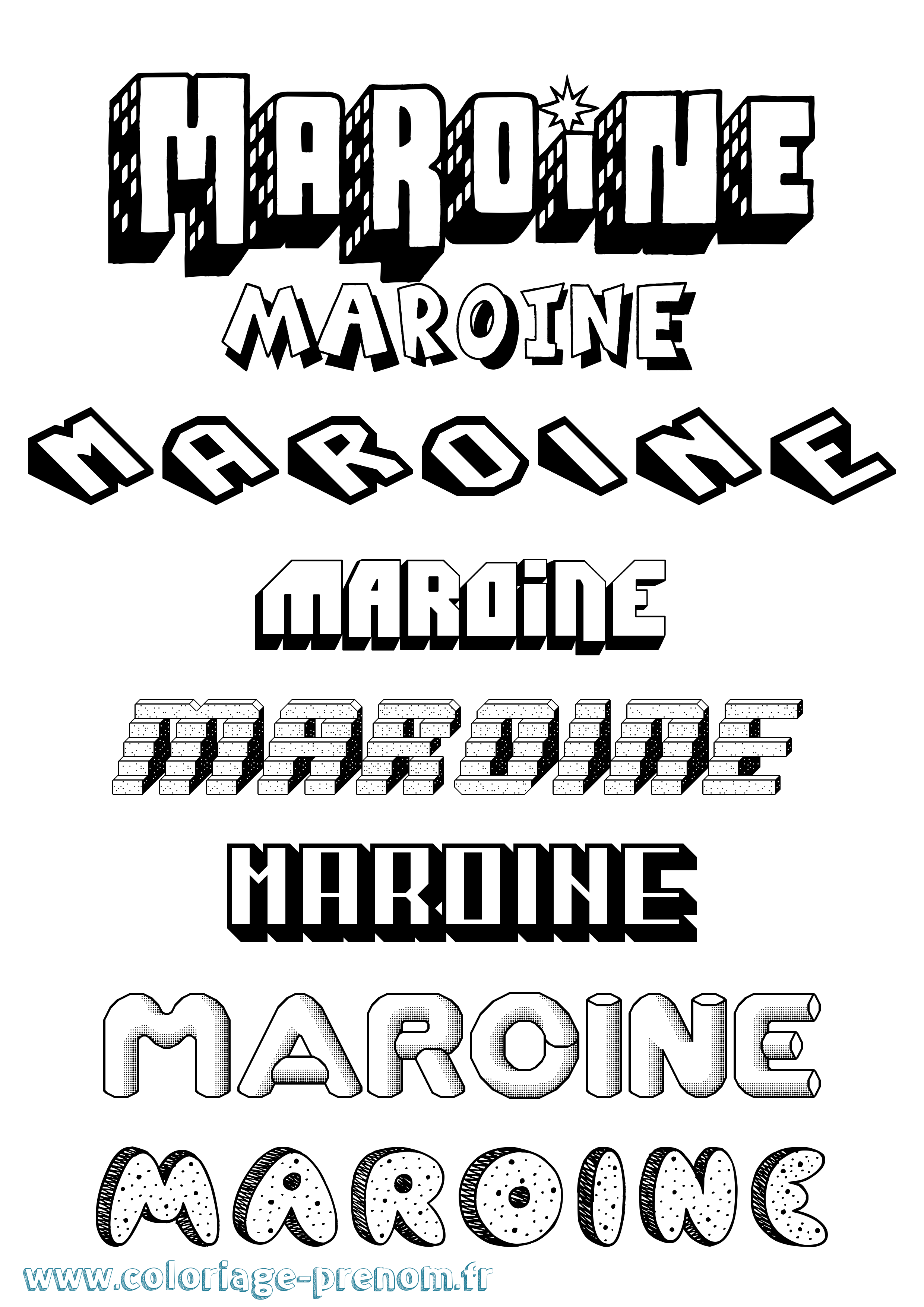 Coloriage Maroine Effet 3D Coloriage prénom Maroine Effet 3D
