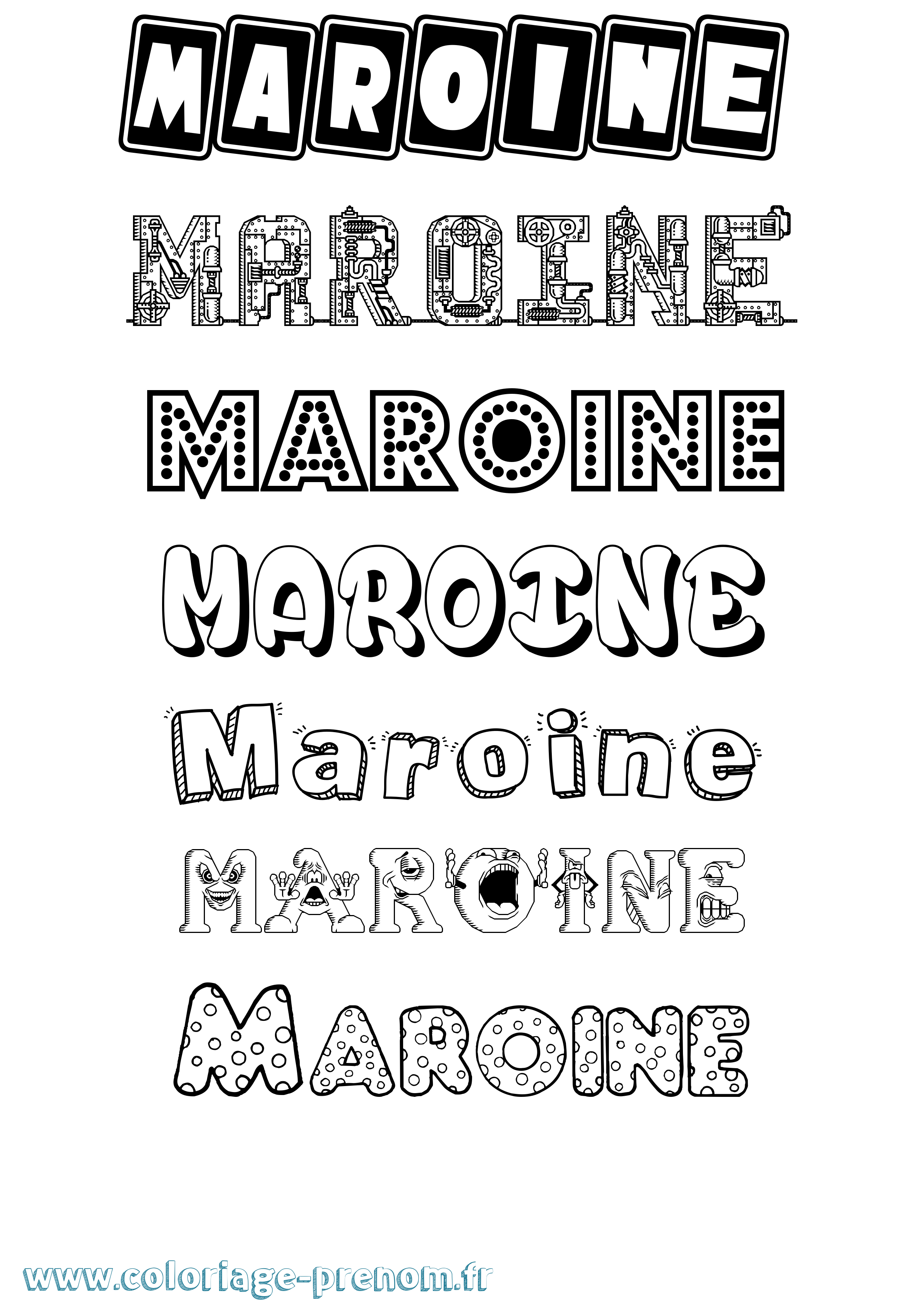 Coloriage Maroine Fun Coloriage prénom Maroine Fun