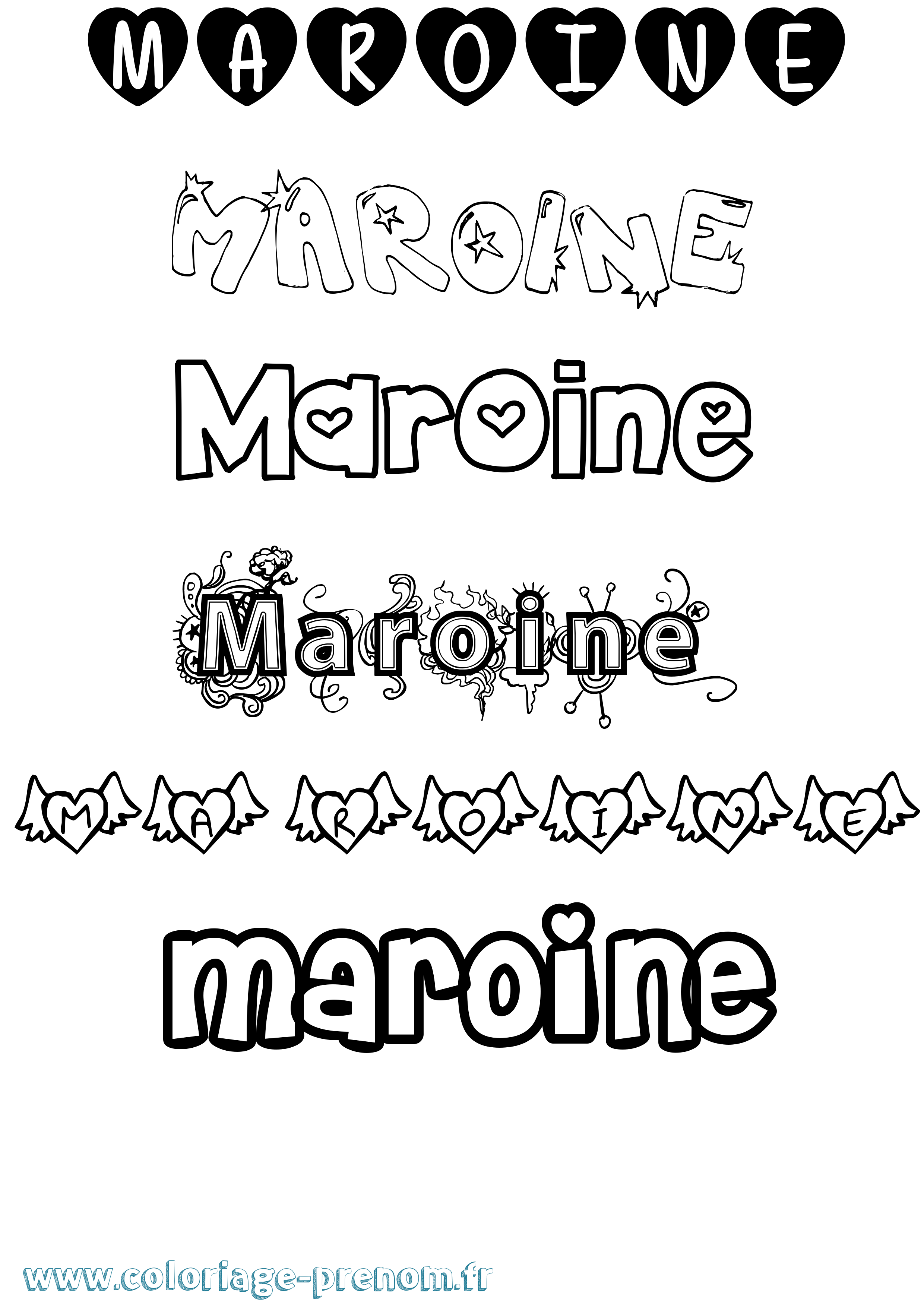 Coloriage Maroine Girly Coloriage prénom Maroine Girly