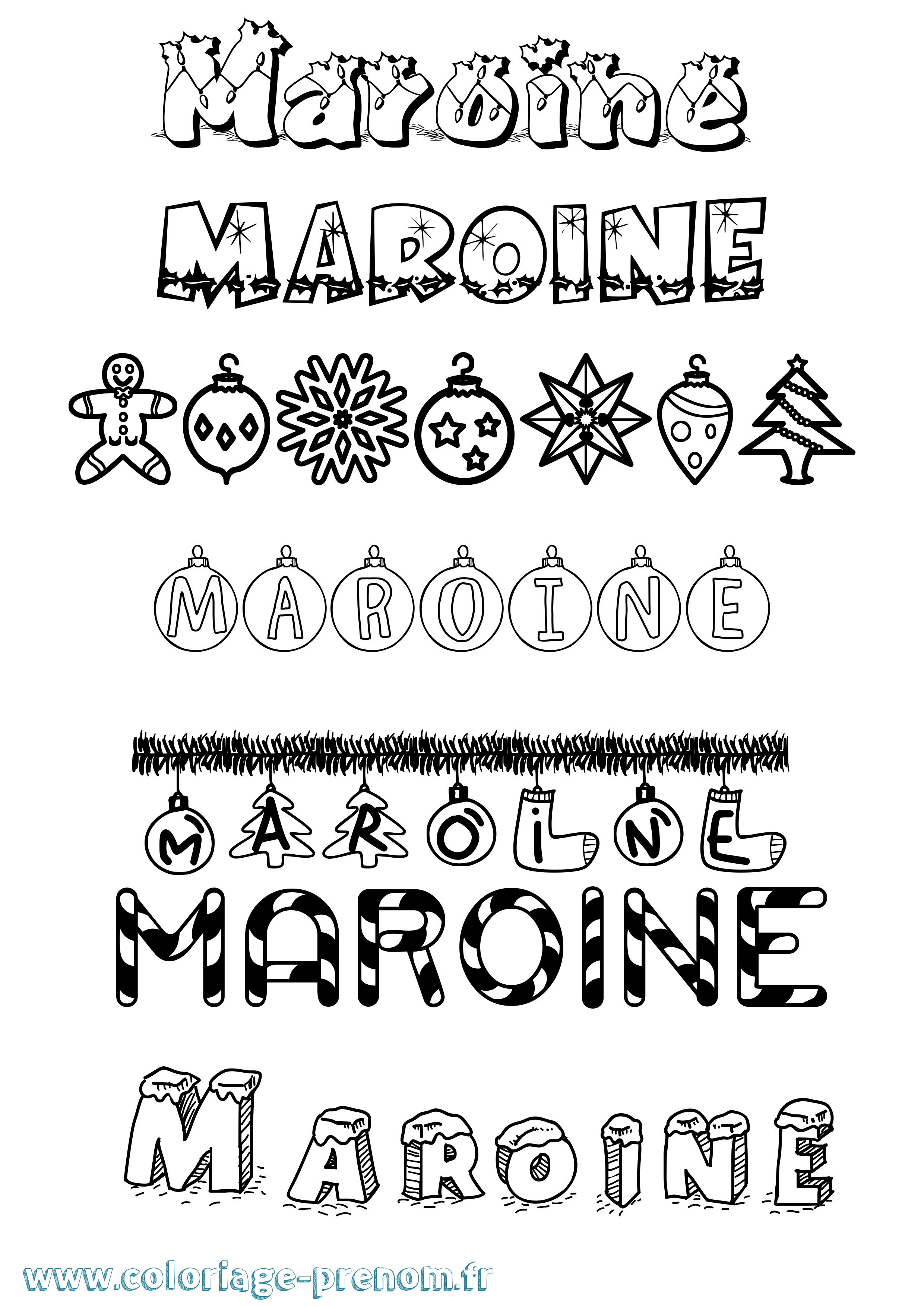 Coloriage Maroine Noël Coloriage prénom Maroine Noël