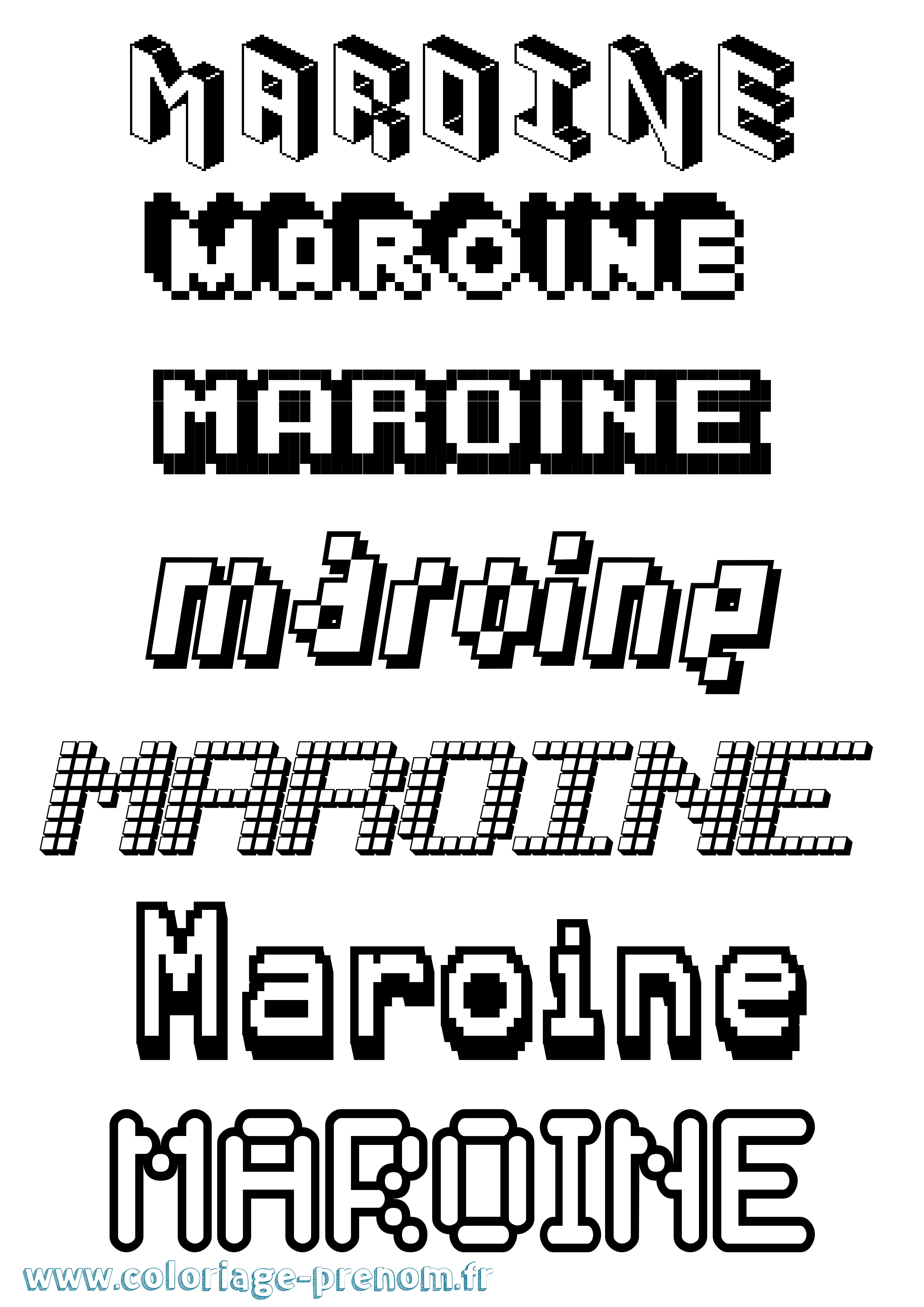 Coloriage Maroine Pixel Coloriage prénom Maroine Pixel