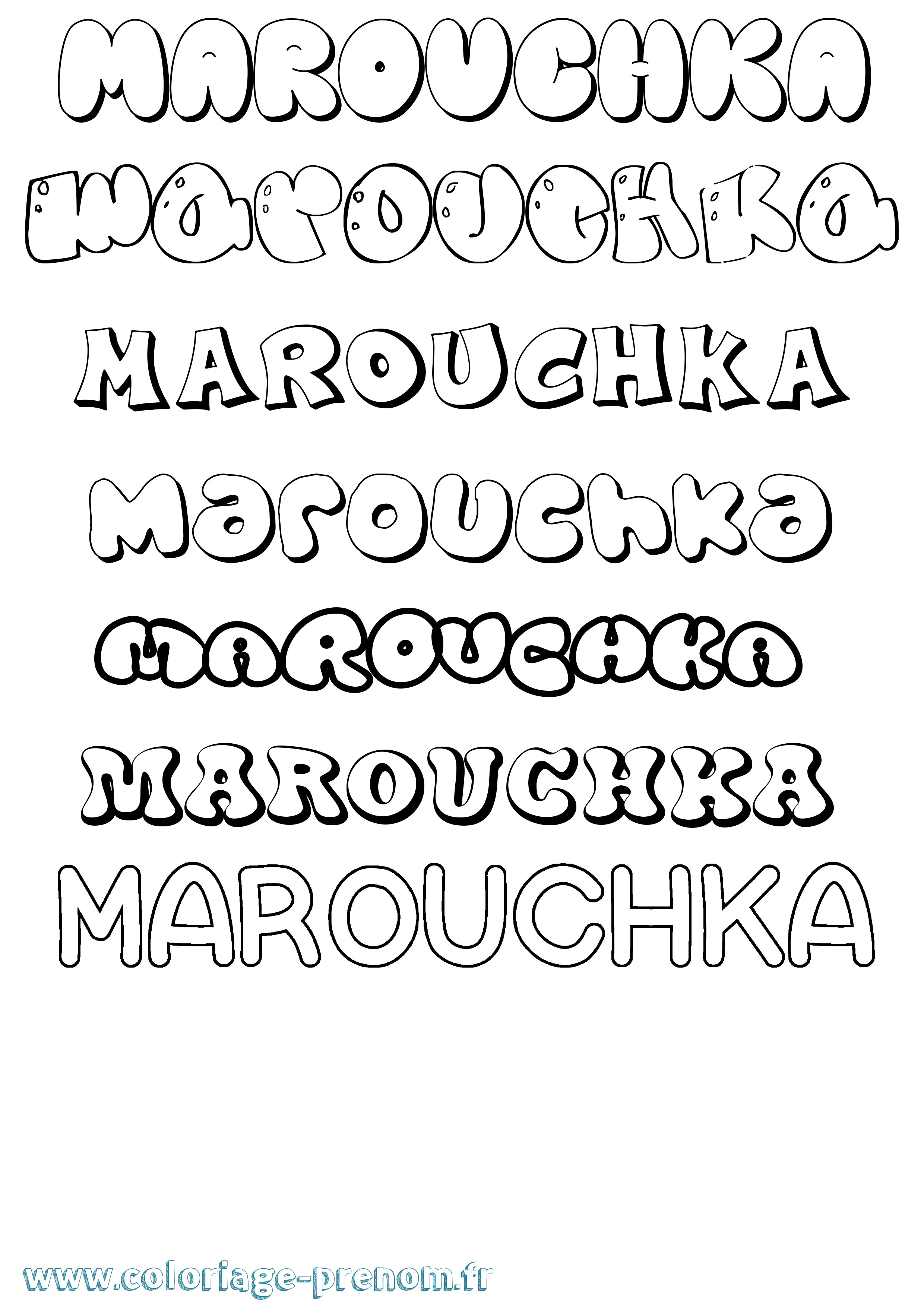 Coloriage Marouchka Bubble Coloriage prénom Marouchka Bubble