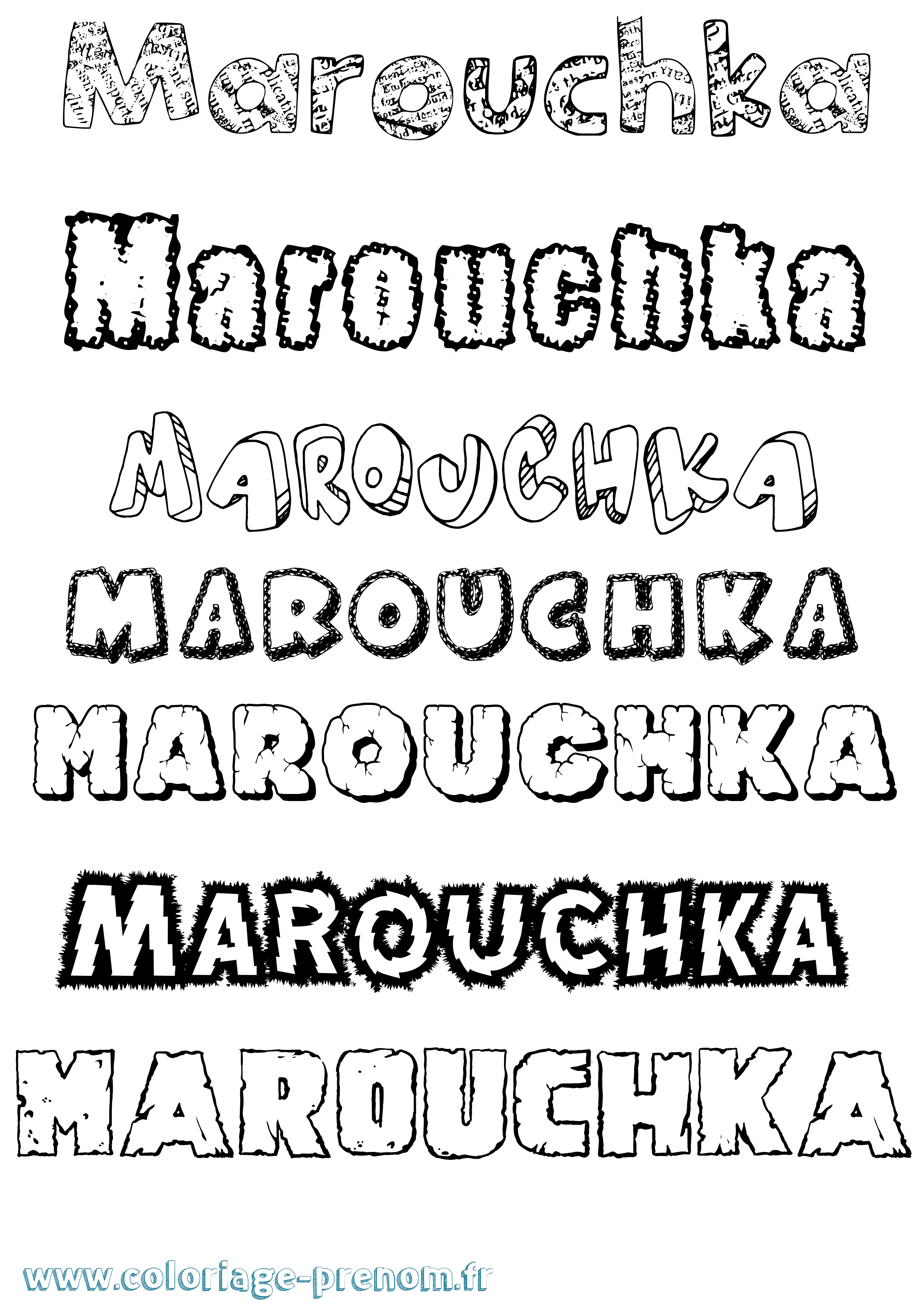 Coloriage Marouchka Destructuré Coloriage prénom Marouchka Destructuré