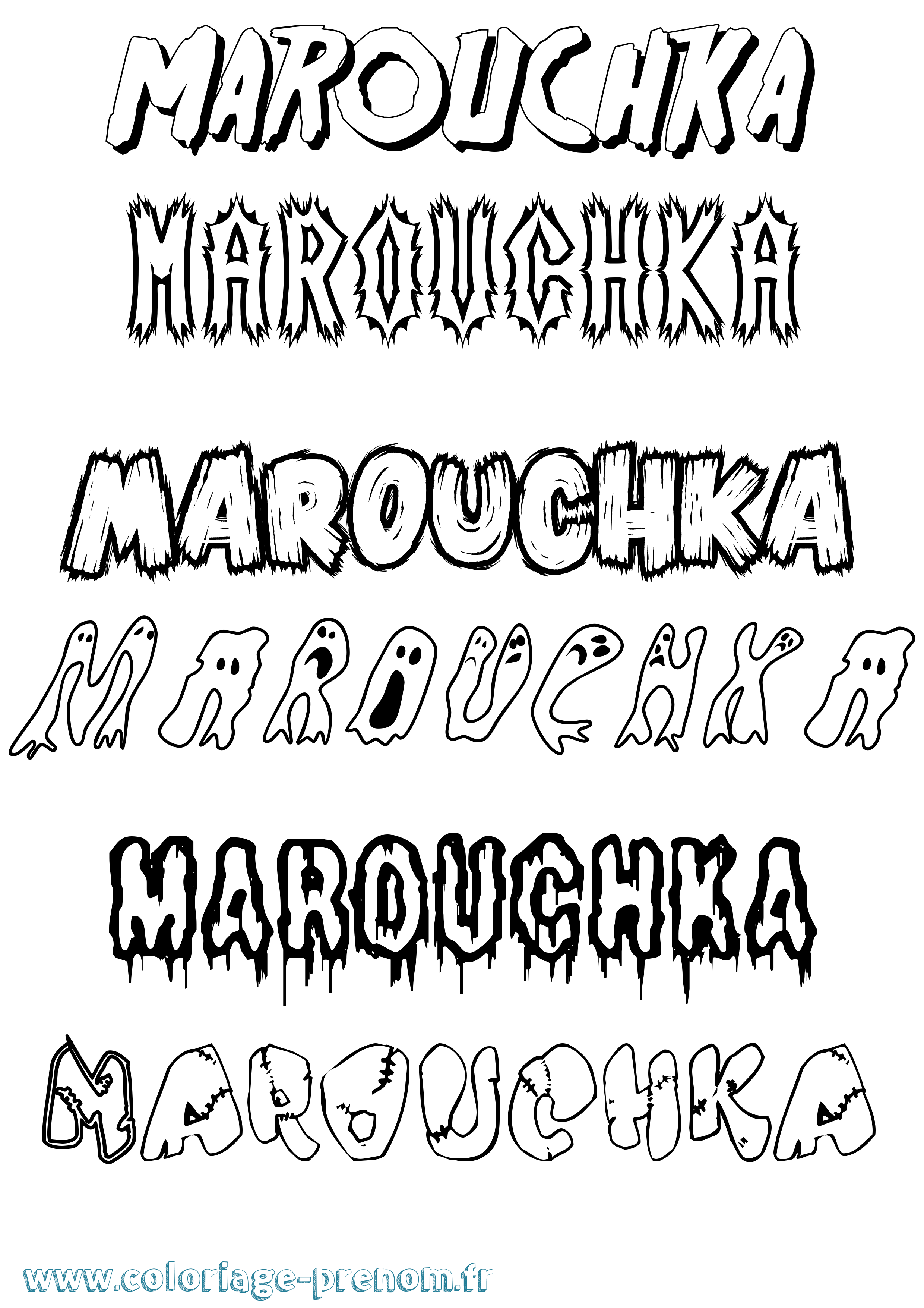 Coloriage Marouchka Frisson Coloriage prénom Marouchka Frisson