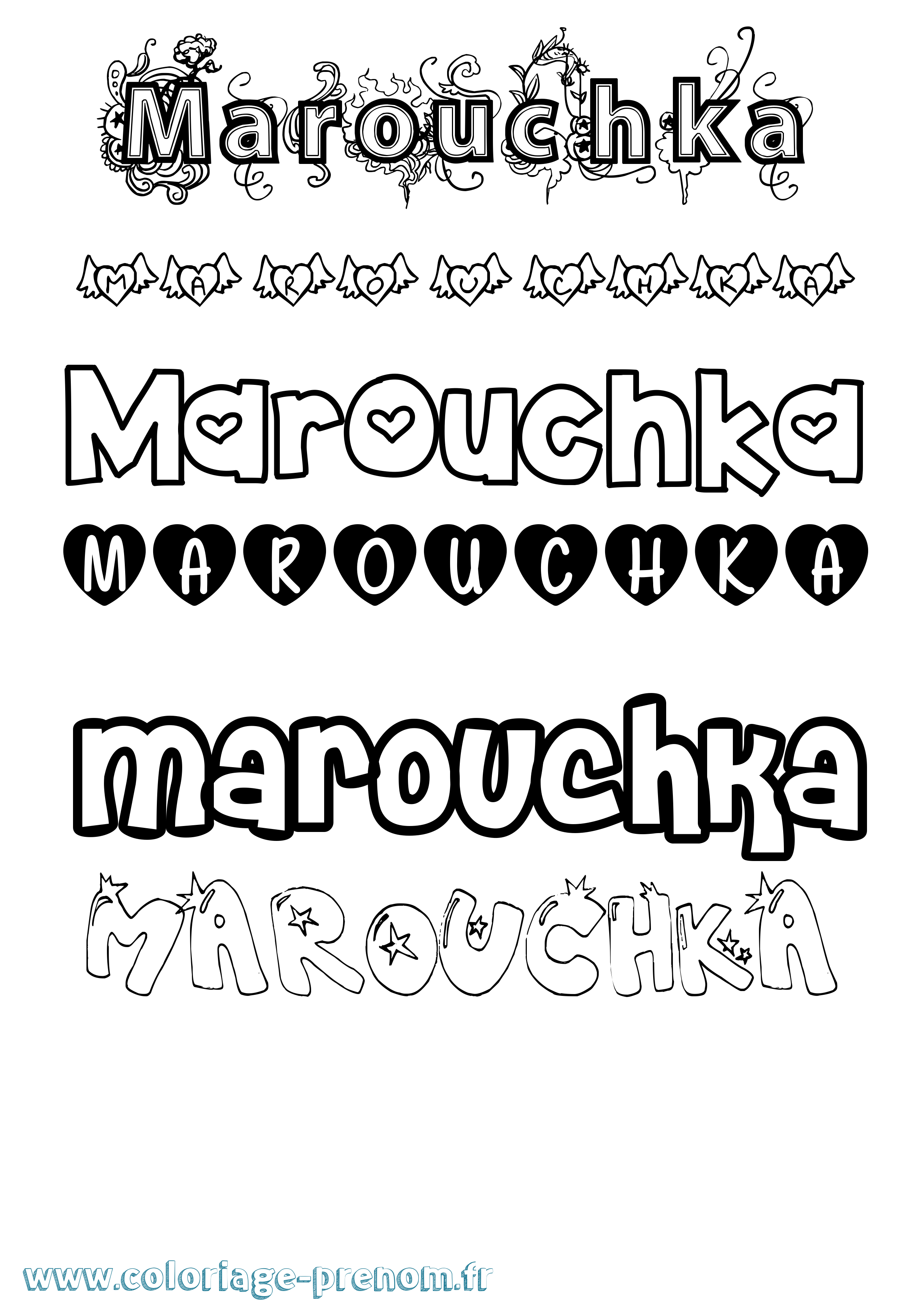 Coloriage Marouchka Girly Coloriage prénom Marouchka Girly