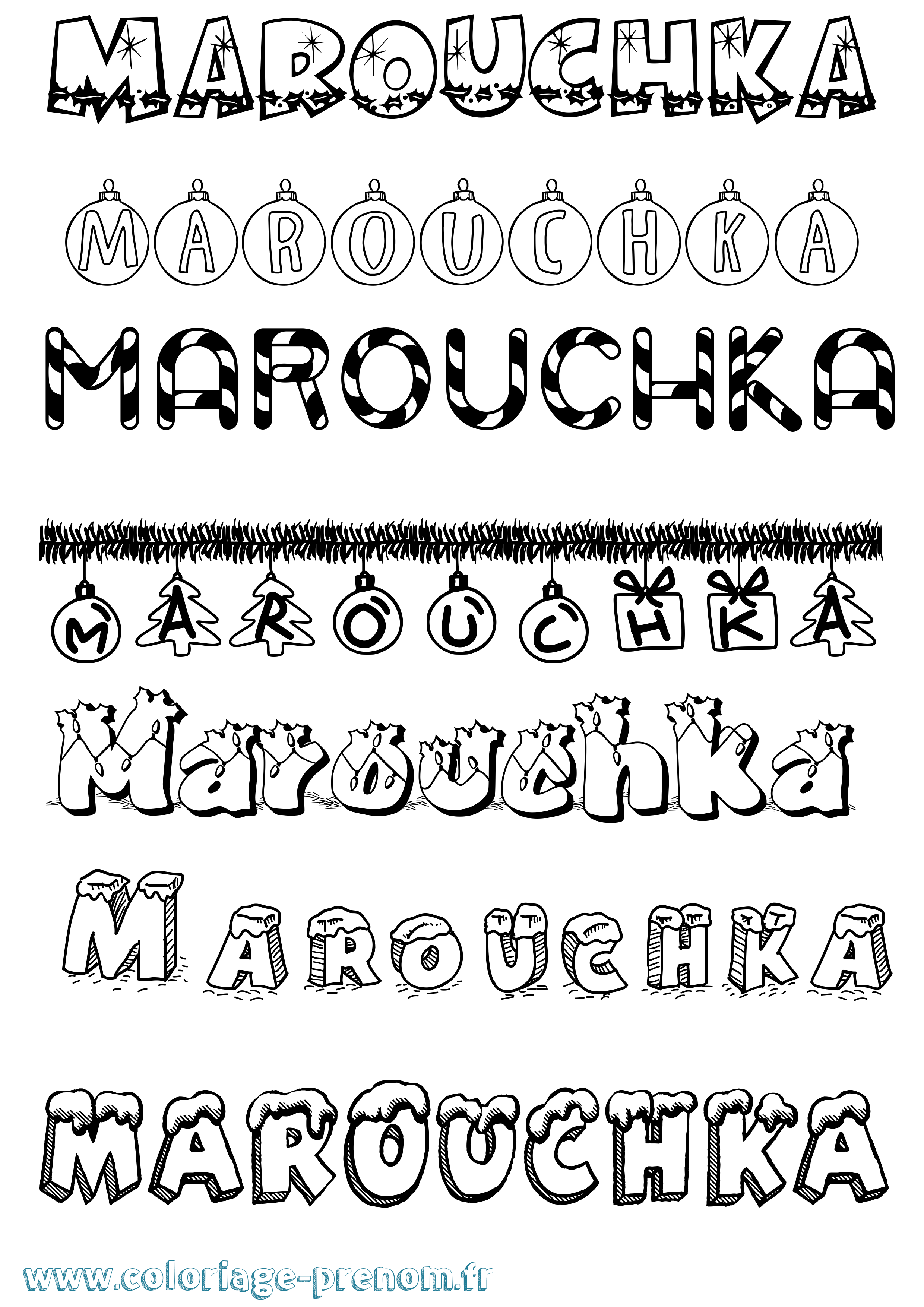 Coloriage Marouchka Noël Coloriage prénom Marouchka Noël