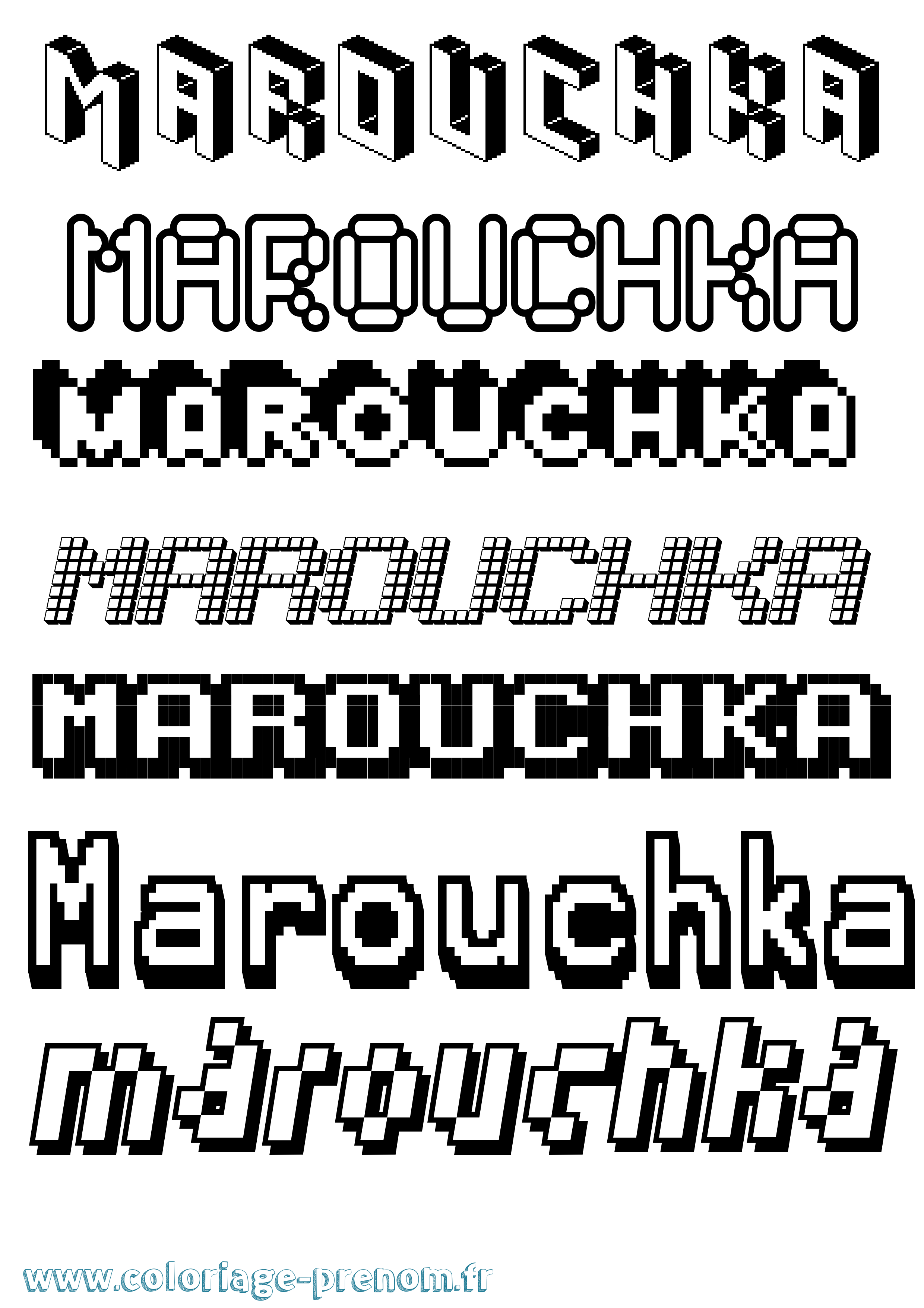 Coloriage Marouchka Pixel Coloriage prénom Marouchka Pixel