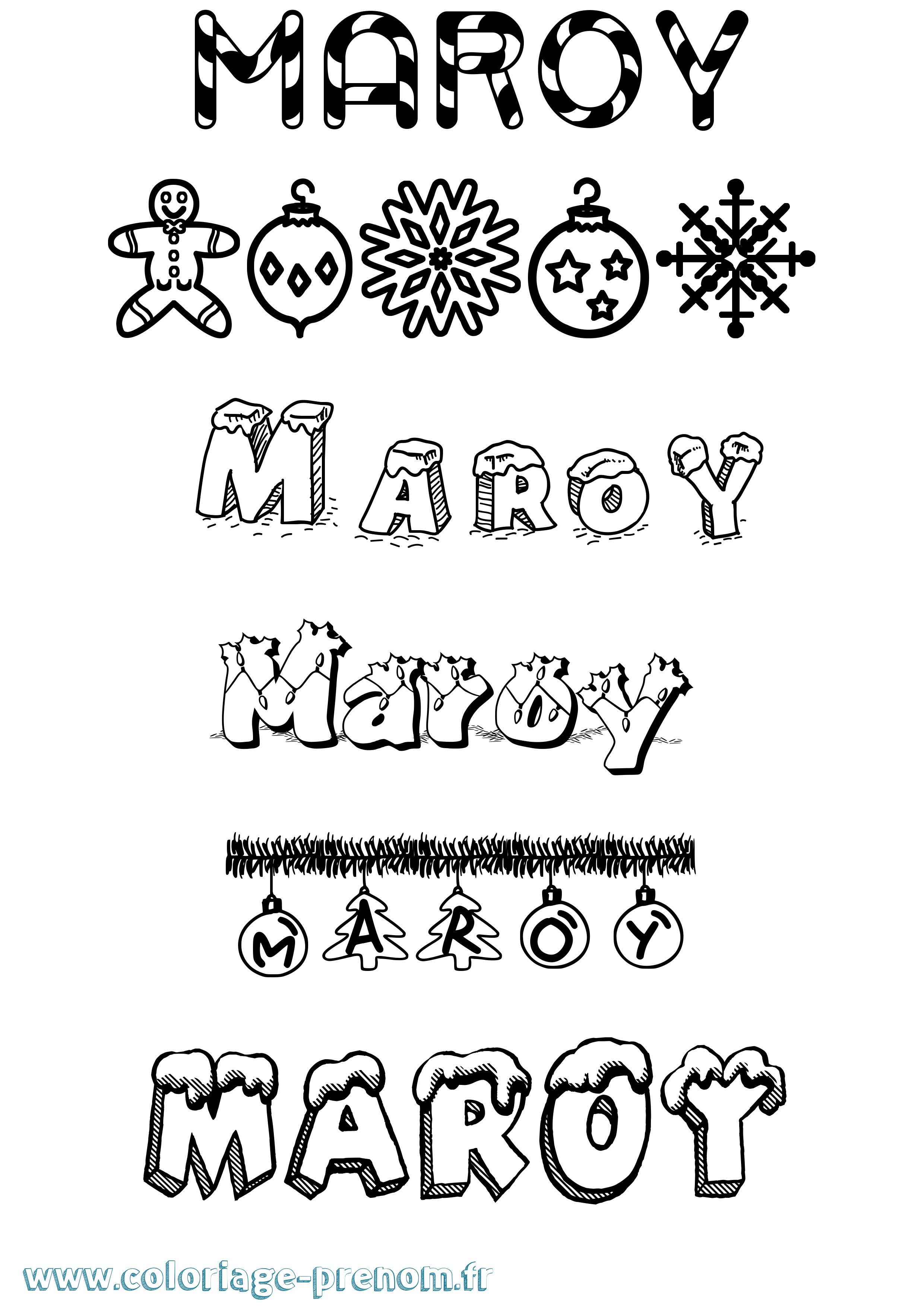 Coloriage Maroy Noël Coloriage prénom Maroy Noël