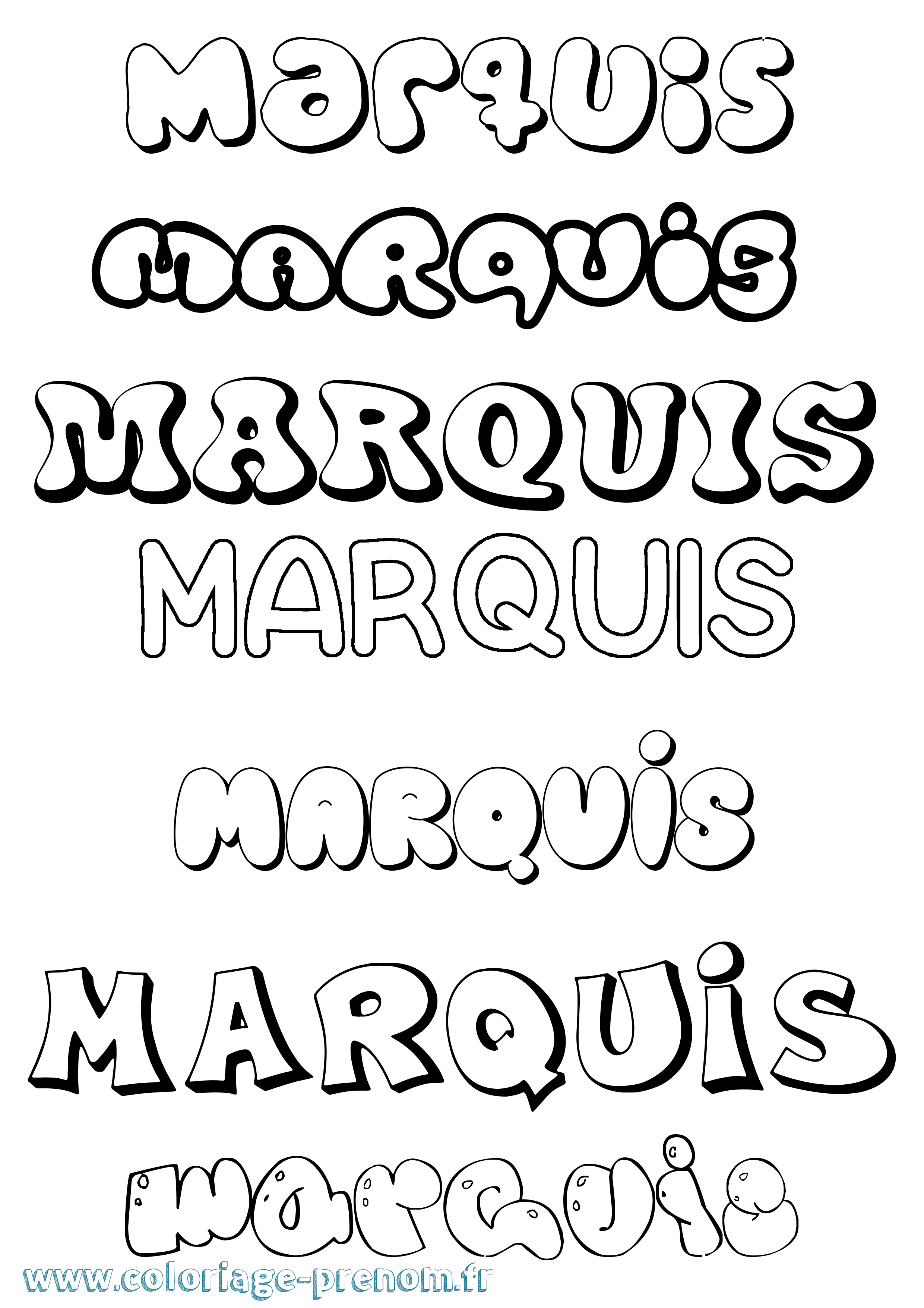 Coloriage Marquis Bubble Coloriage prénom Marquis Bubble