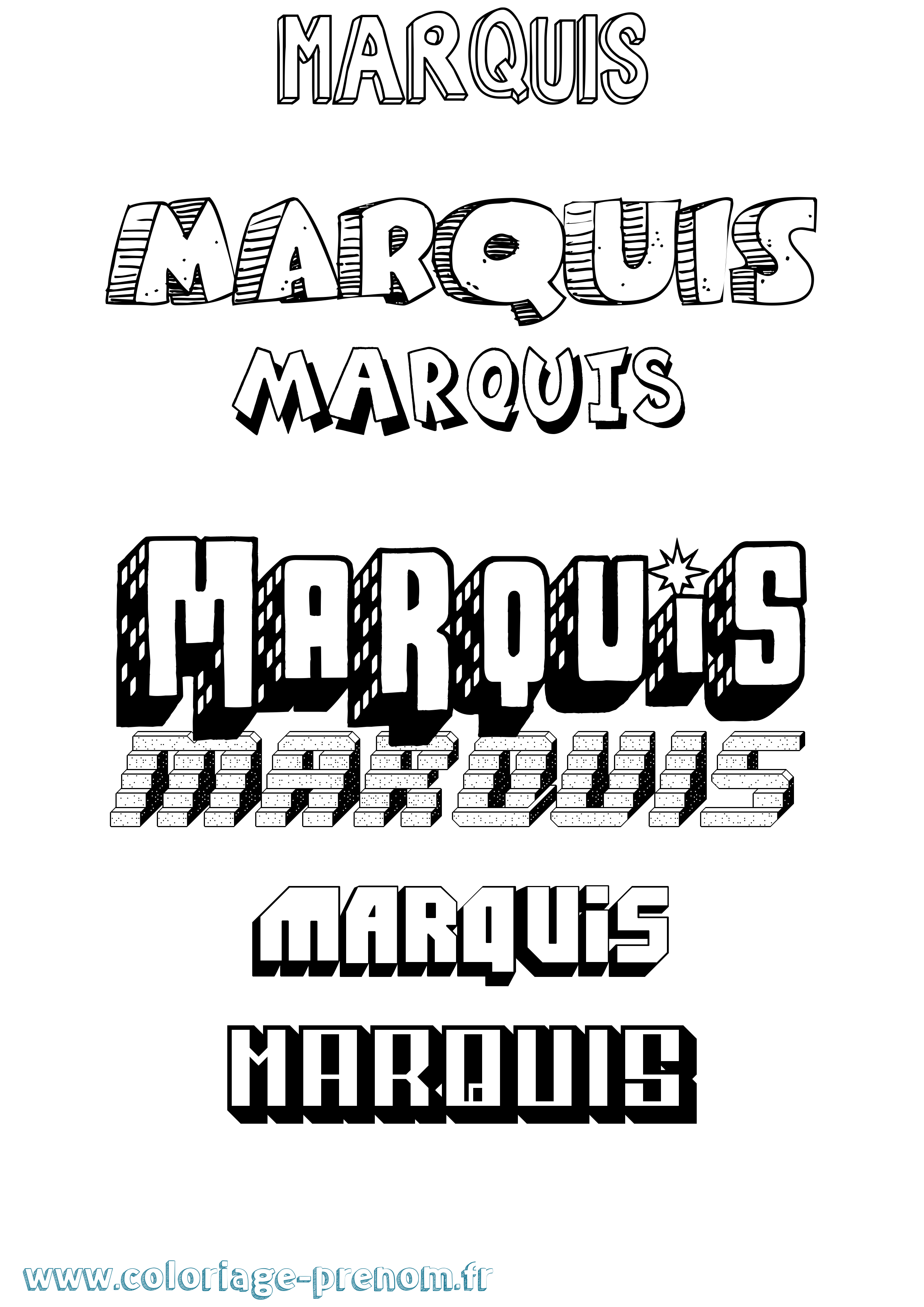 Coloriage Marquis Effet 3D Coloriage prénom Marquis Effet 3D