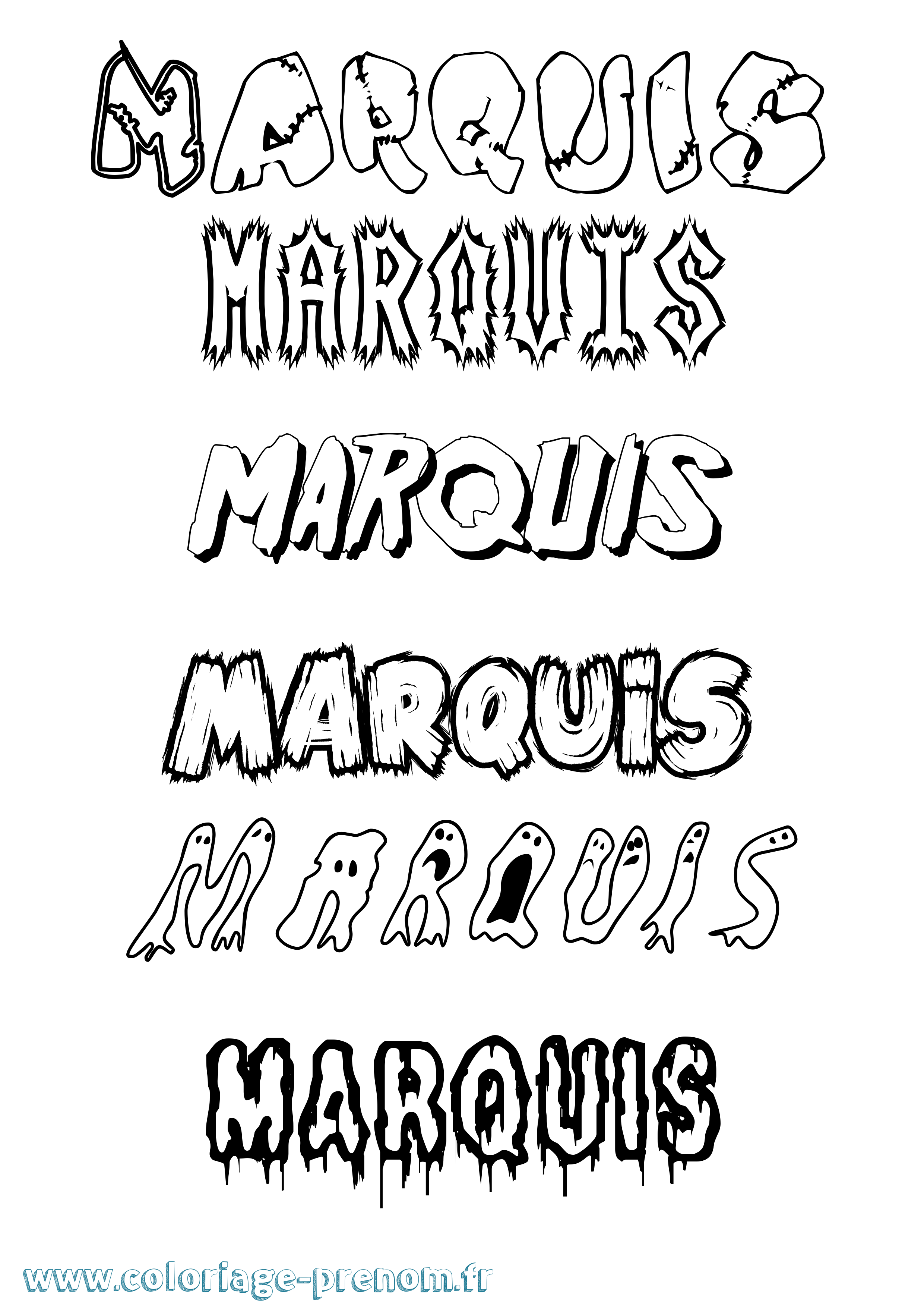 Coloriage Marquis Frisson Coloriage prénom Marquis Frisson