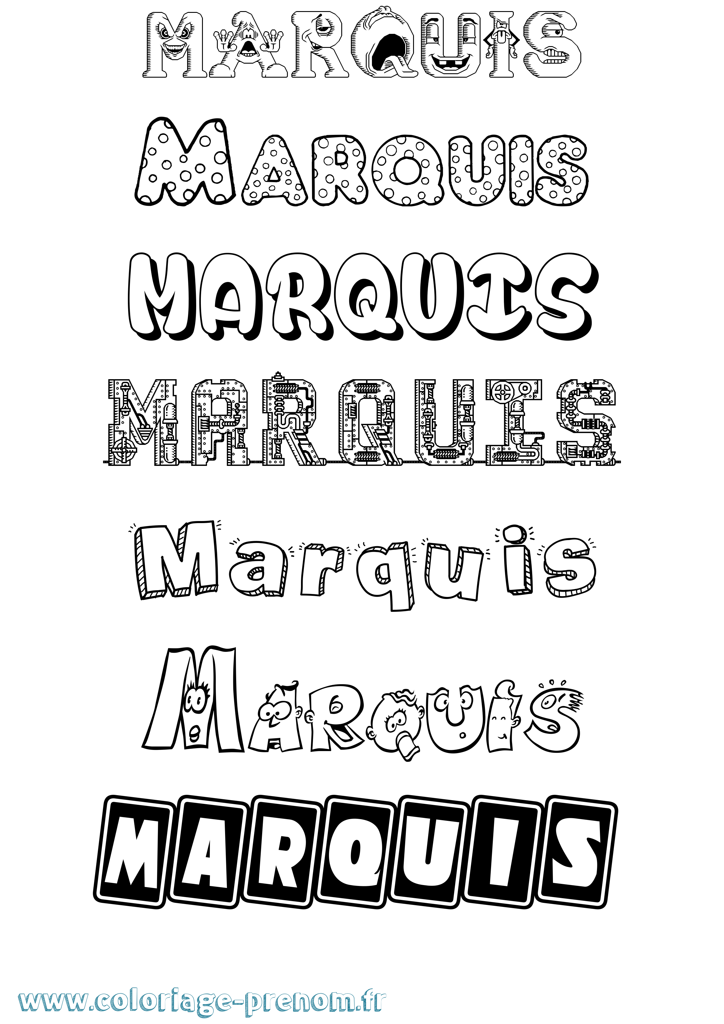 Coloriage Marquis Fun Coloriage prénom Marquis Fun