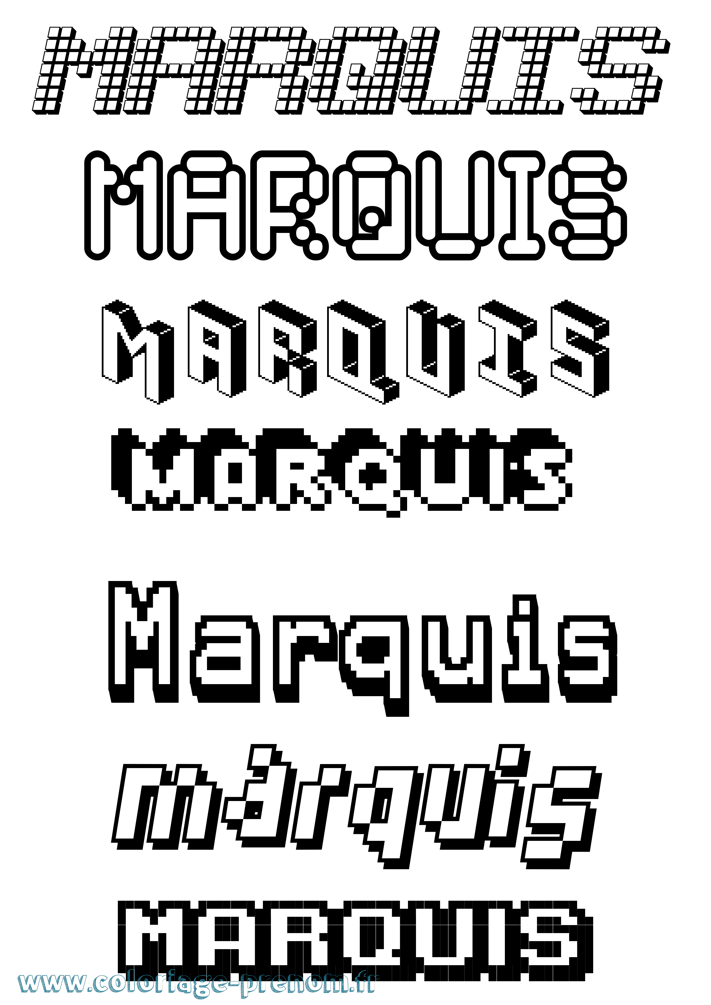 Coloriage Marquis Pixel Coloriage prénom Marquis Pixel