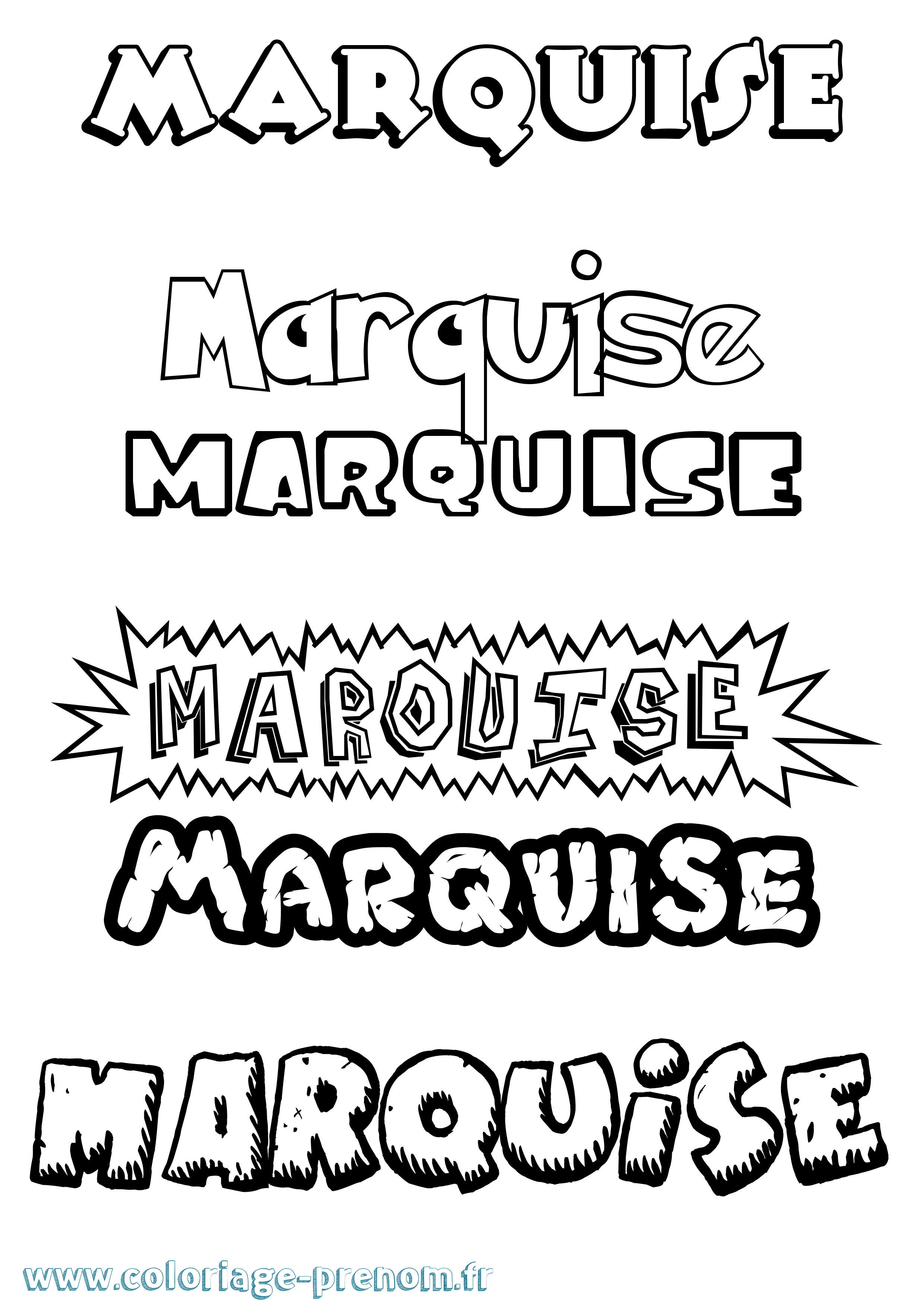 Coloriage Marquise Dessin Animé Coloriage prénom Marquise Dessin Animé