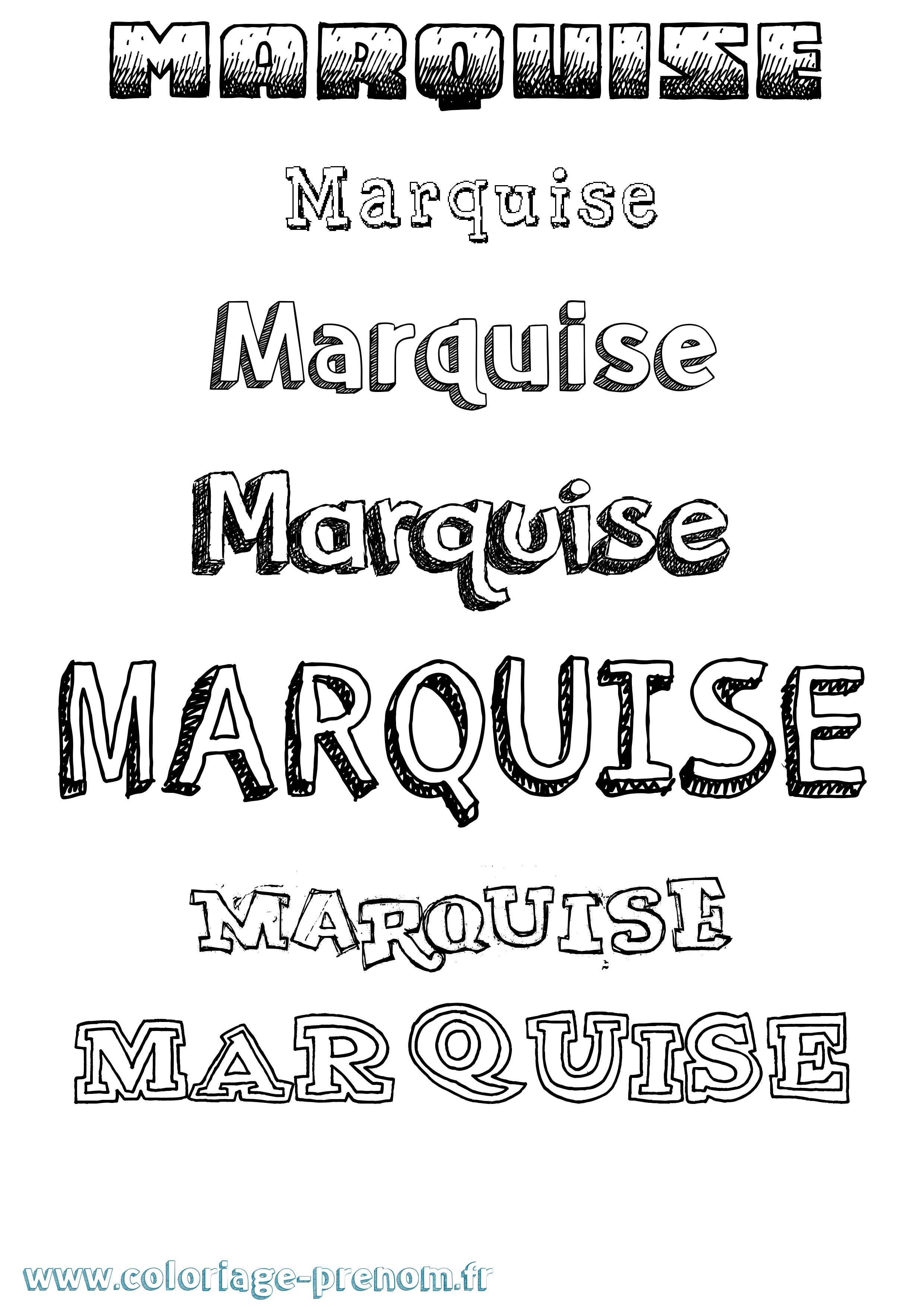 Coloriage Marquise Dessiné Coloriage prénom Marquise Dessiné