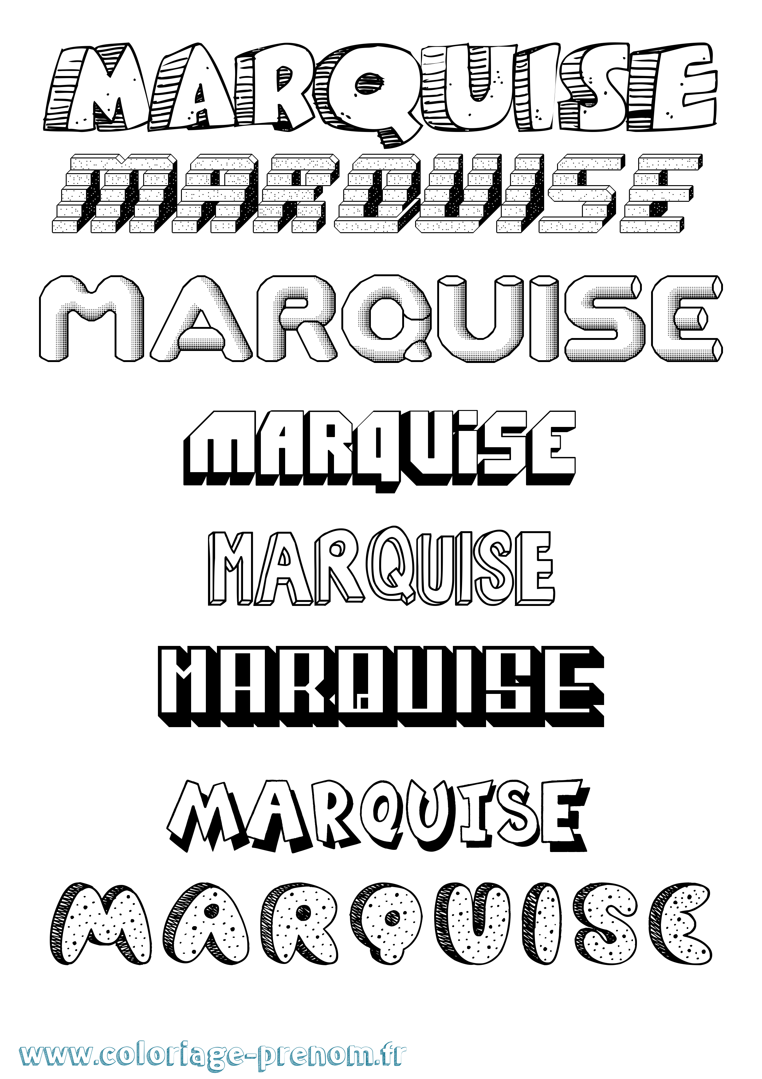 Coloriage Marquise Effet 3D Coloriage prénom Marquise Effet 3D