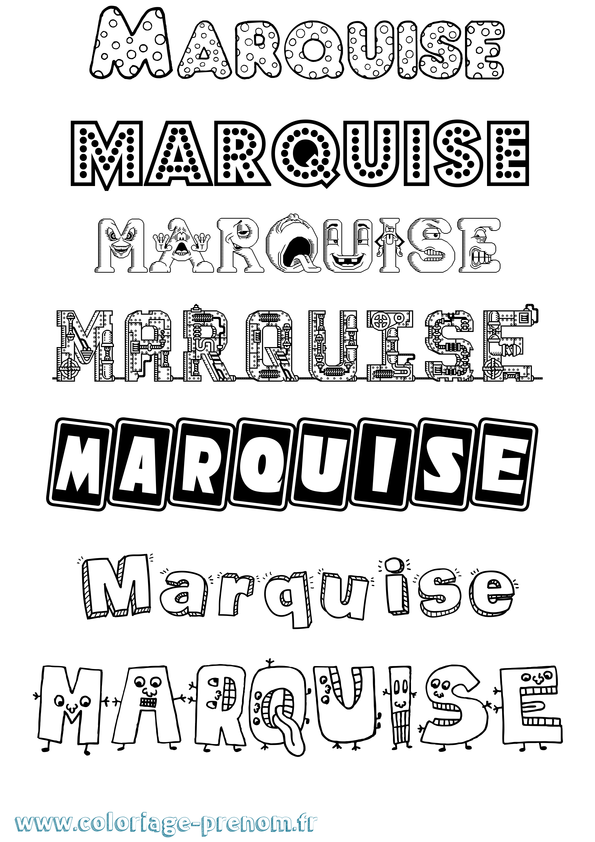 Coloriage Marquise Fun Coloriage prénom Marquise Fun