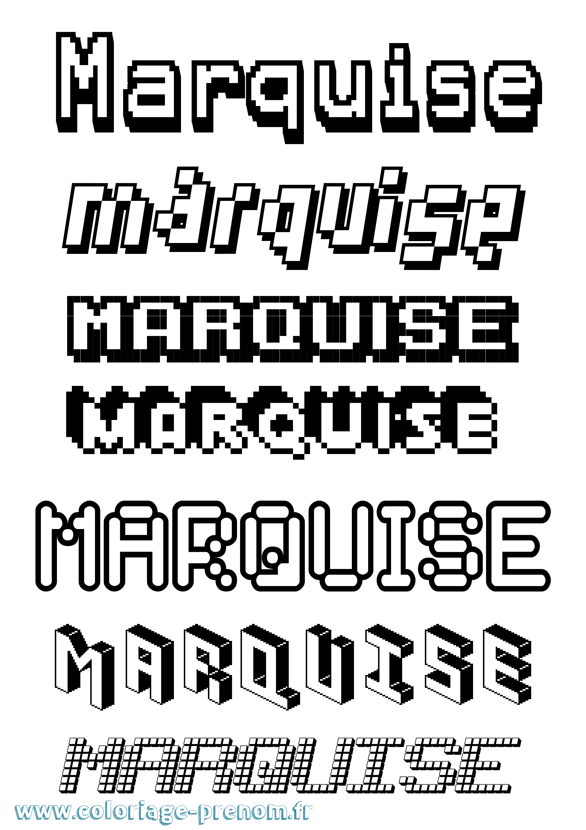 Coloriage Marquise Pixel Coloriage prénom Marquise Pixel