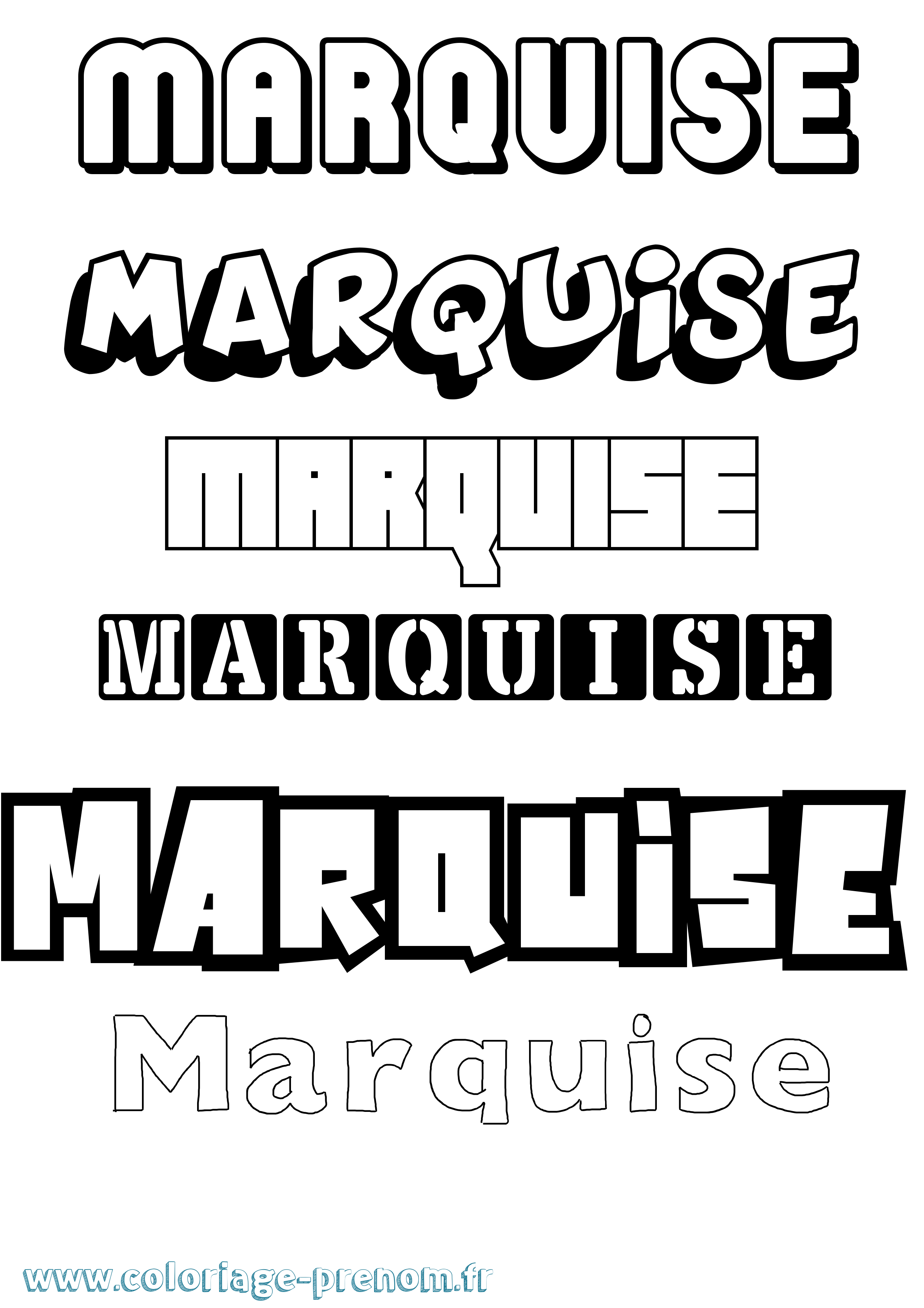 Coloriage Marquise Simple Coloriage prénom Marquise Simple