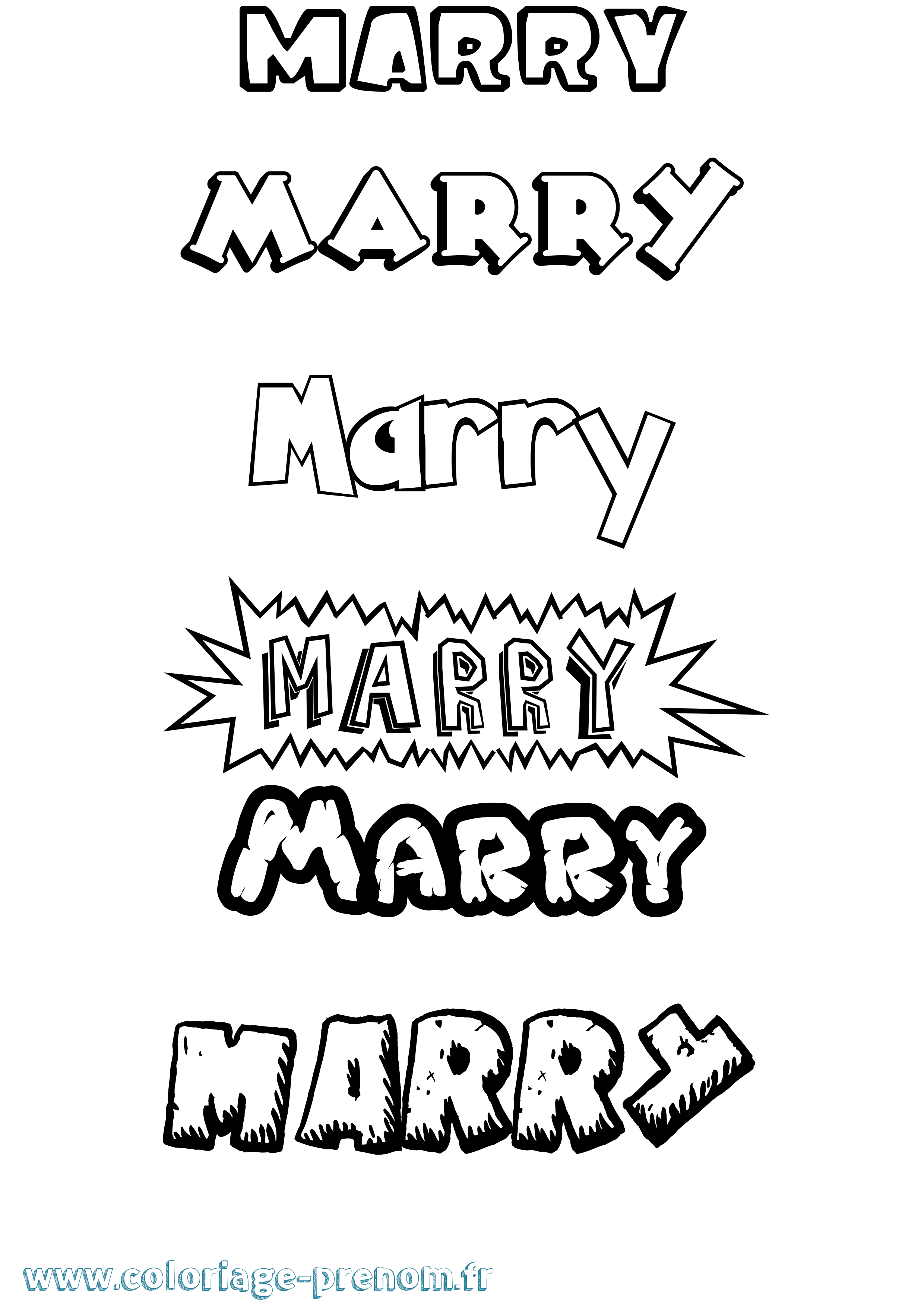 Coloriage Marry Dessin Animé Coloriage prénom Marry Dessin Animé