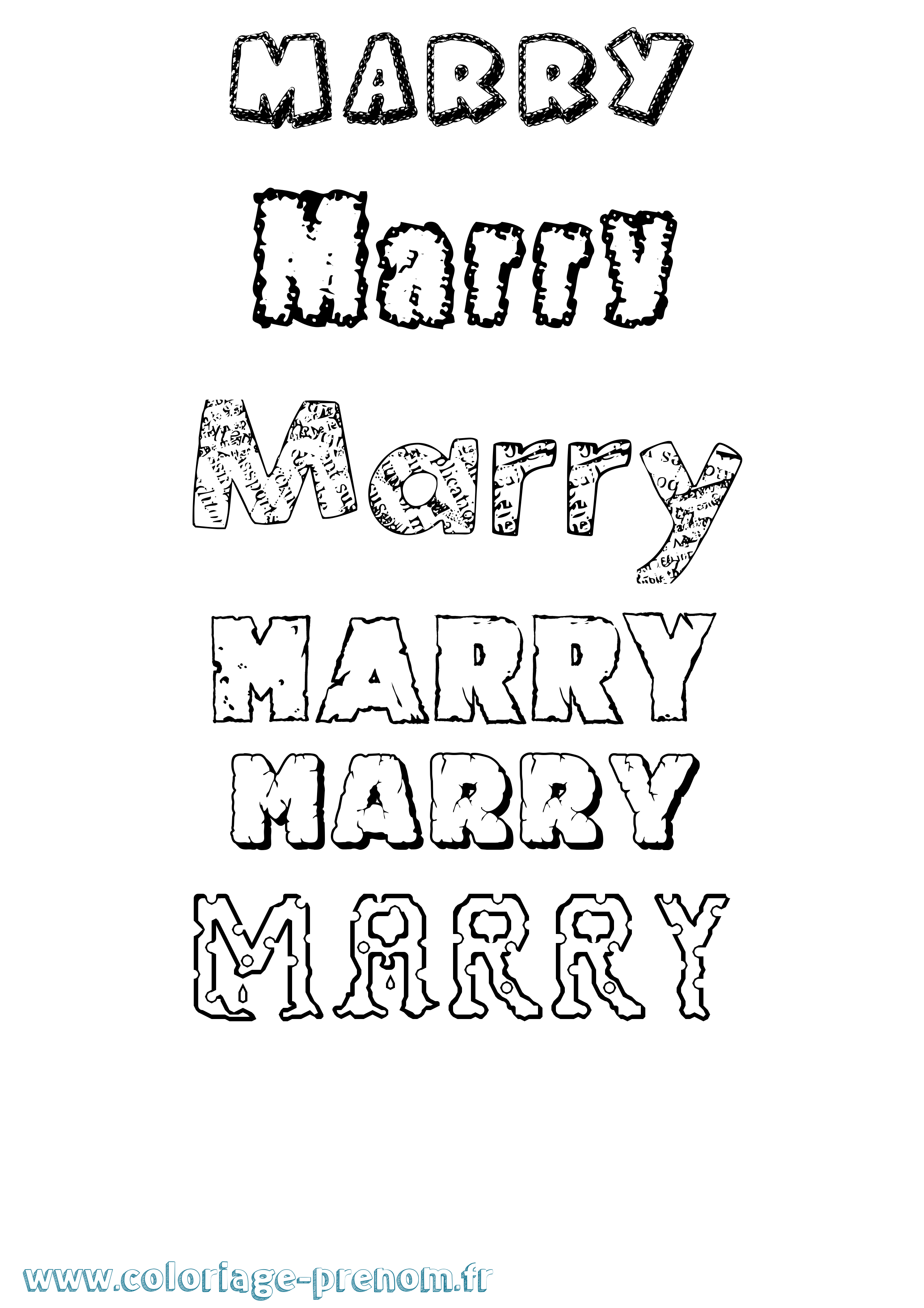 Coloriage Marry Destructuré Coloriage prénom Marry Destructuré