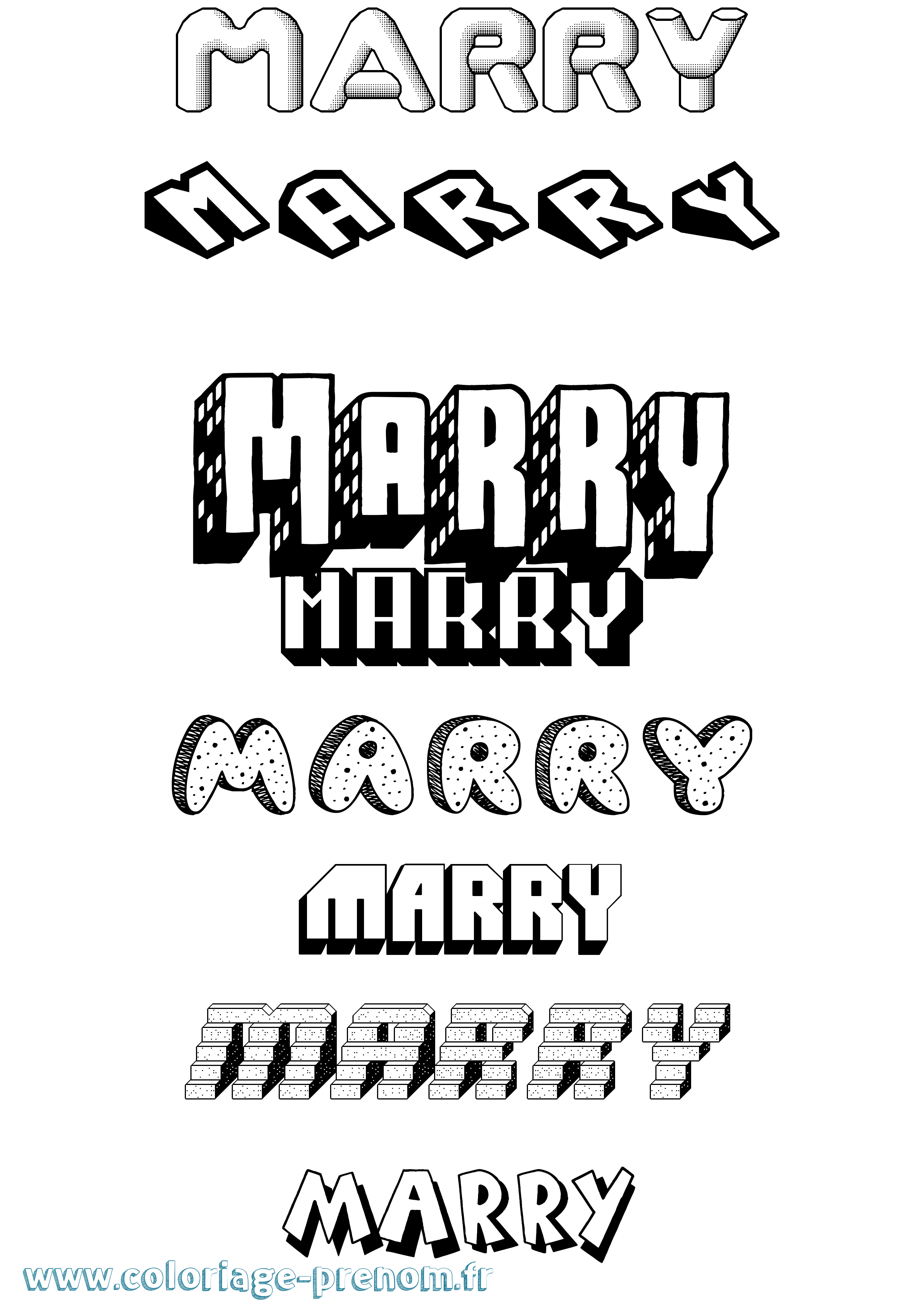 Coloriage Marry Effet 3D Coloriage prénom Marry Effet 3D