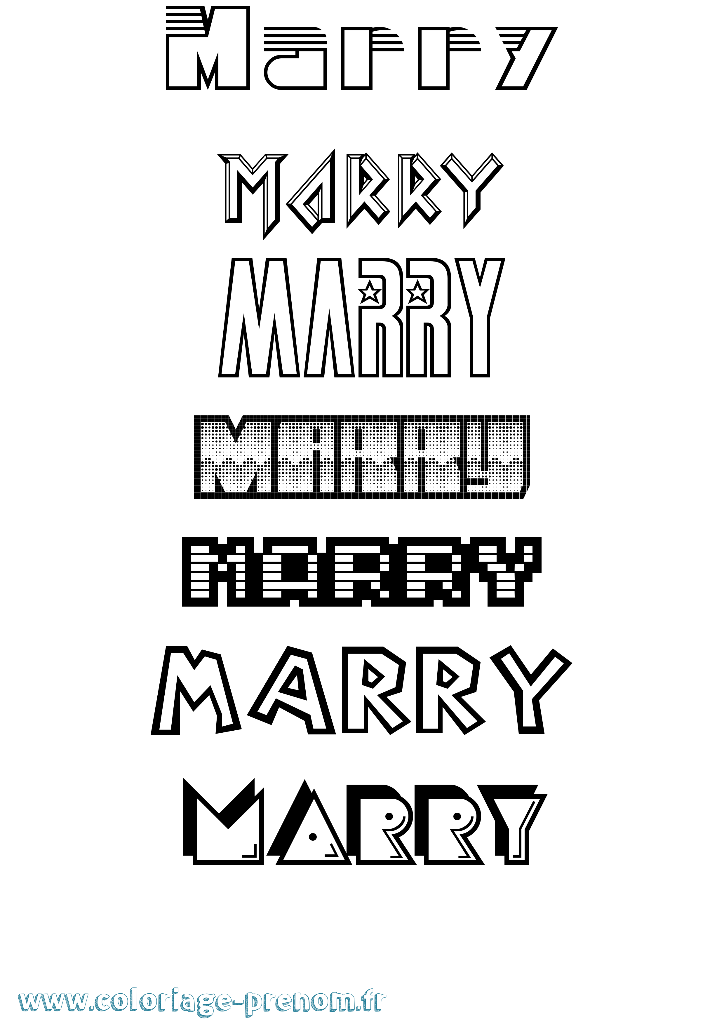 Coloriage Marry Jeux Vidéos Coloriage prénom Marry Jeux Vidéos